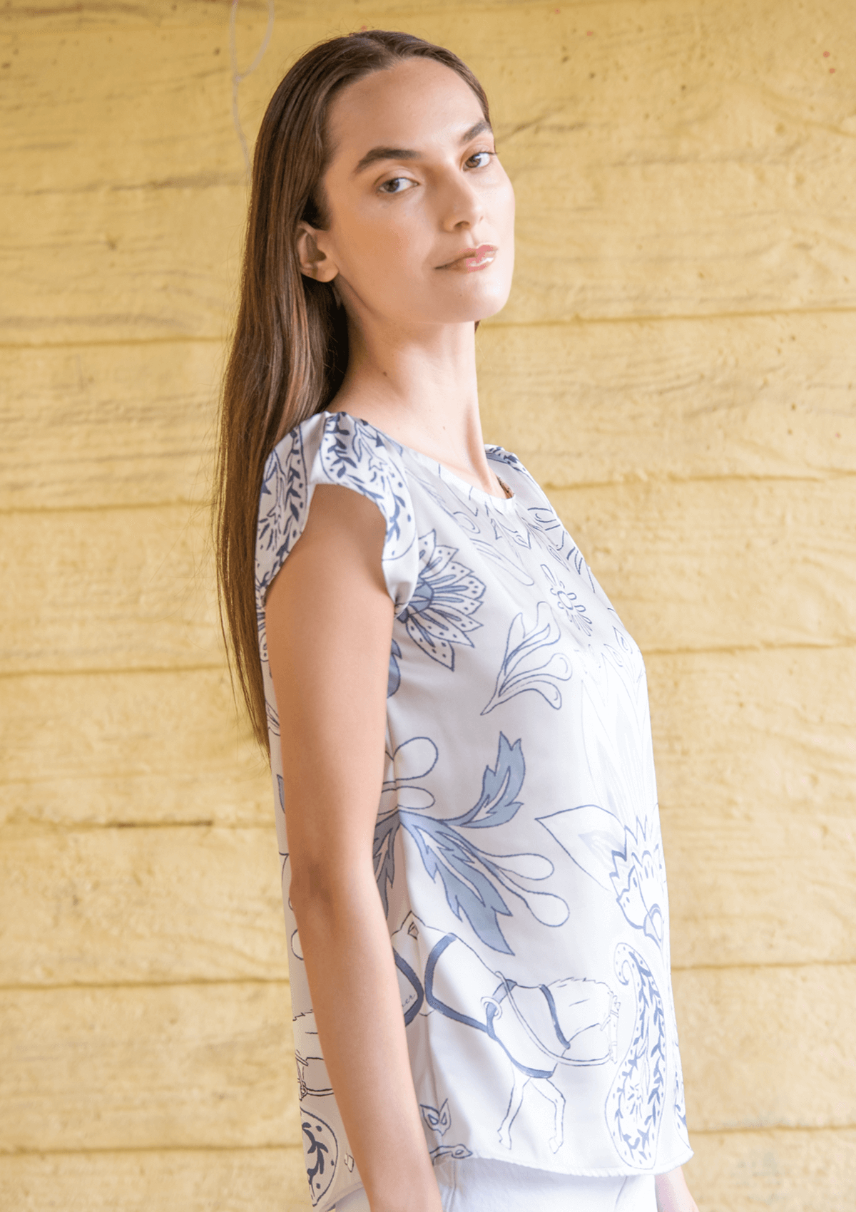 Galatea Blouse | Lilyrose print | Steel | Sample