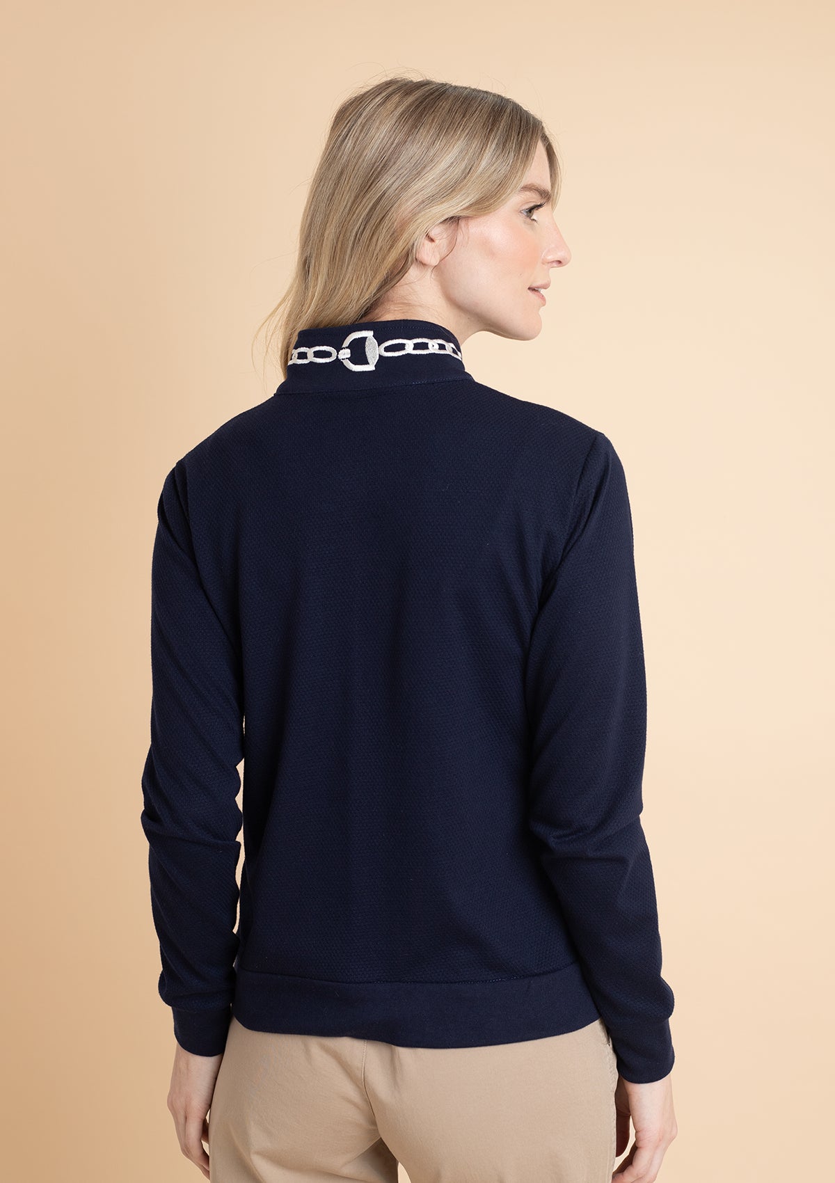 Harmonia Embroidered Zip-Up Jacket | Navy