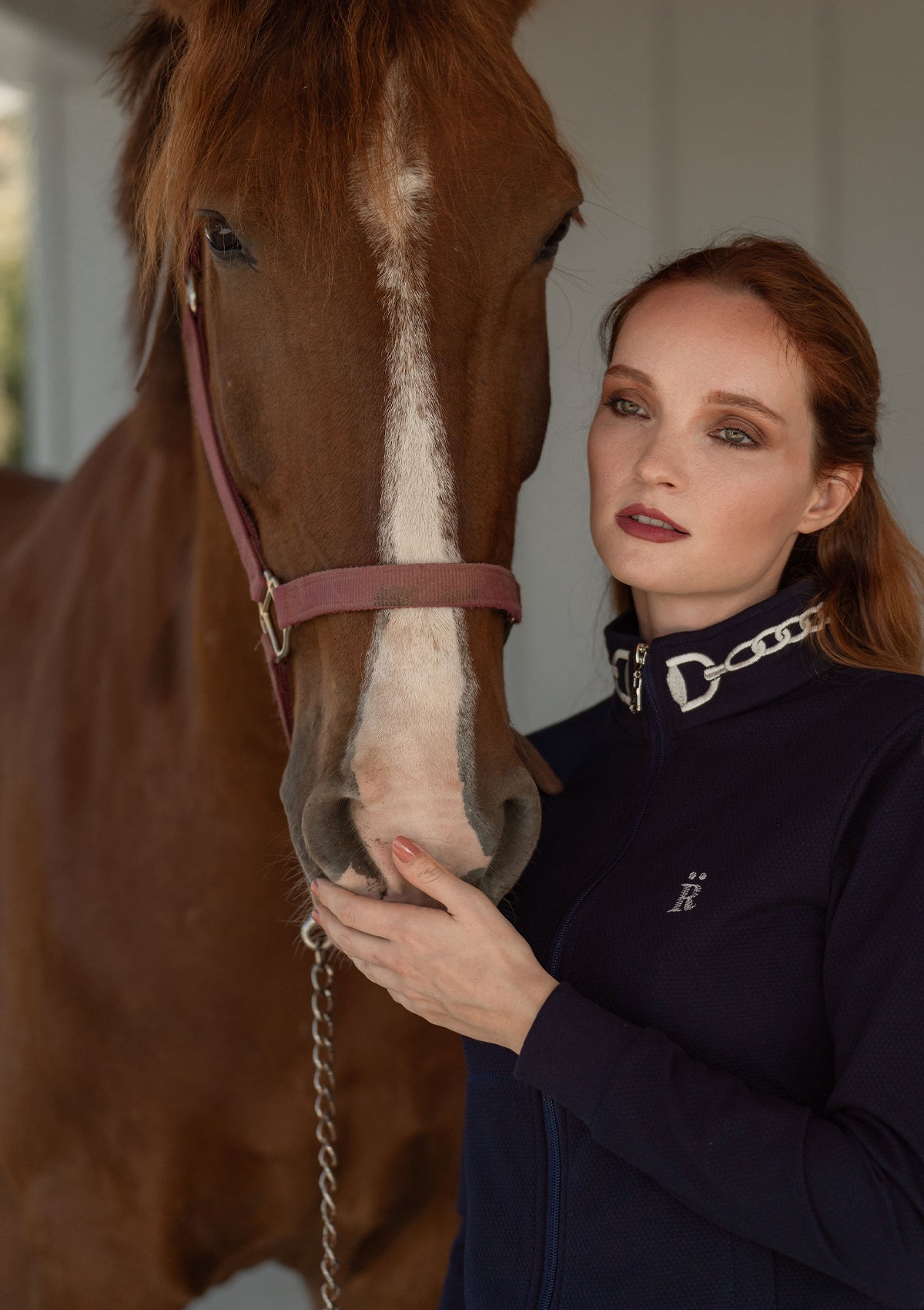 Harmonia Embroidered Zip-Up Jacket | Navy