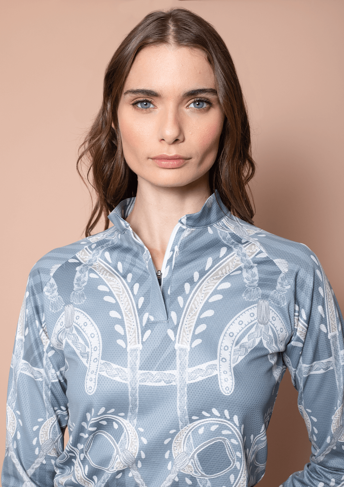 Bliss Quarter-Zip Extra Light | Long Sleeve | Hoofprints Print | Grey | Sample