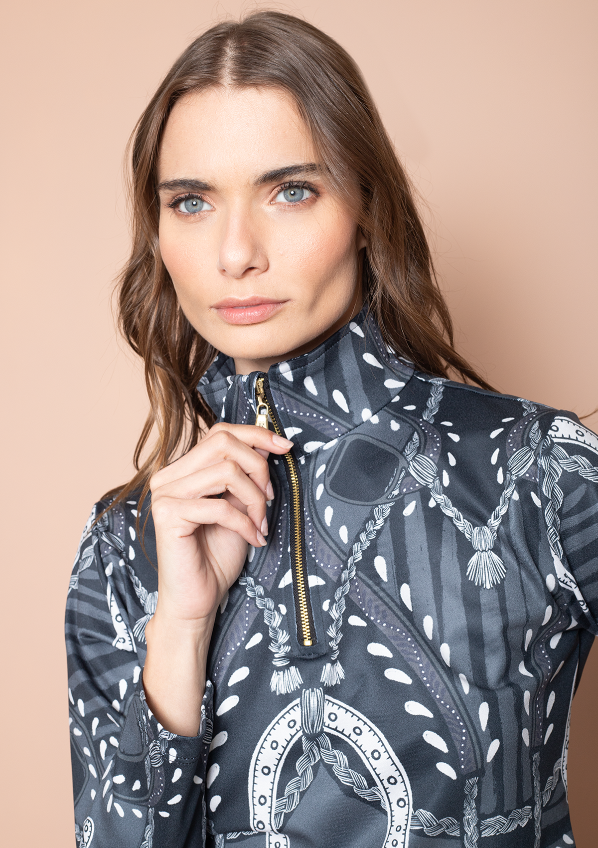 Harmony Quarter-Zip Hoofprints Print | Onyx