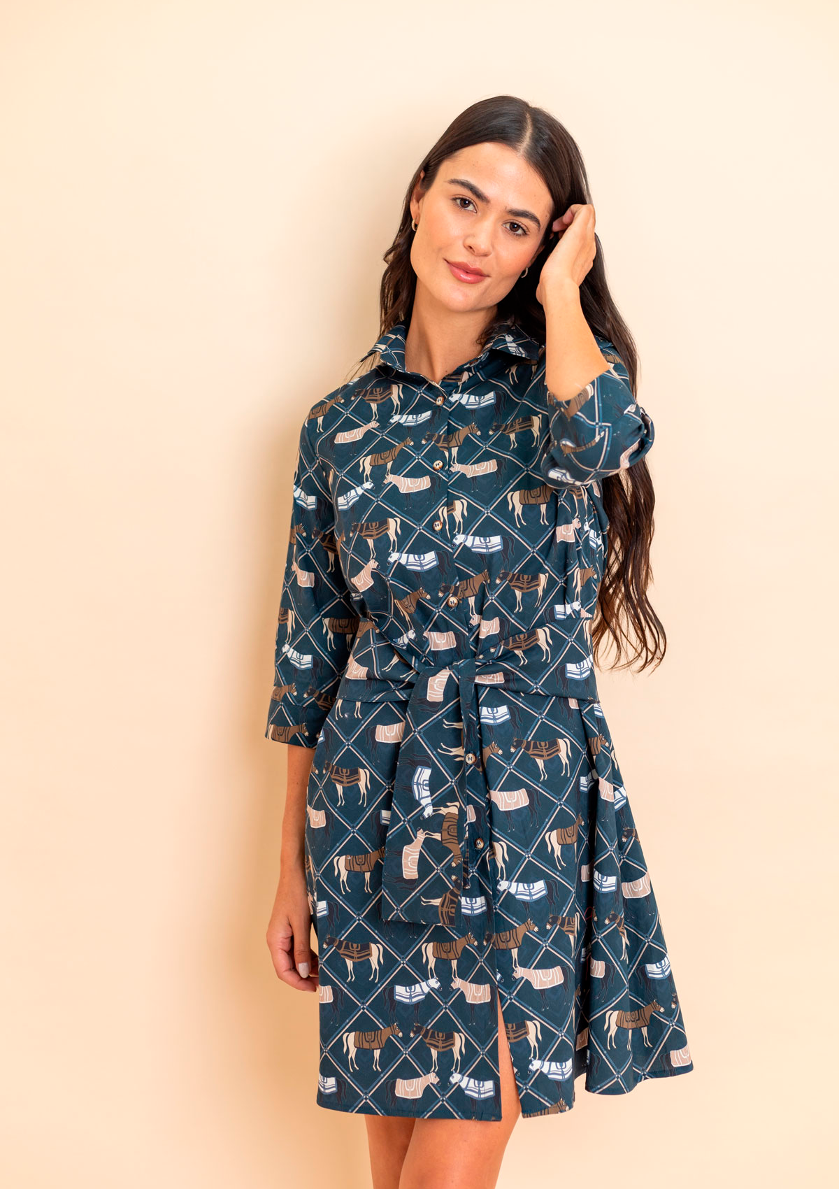 Grand Prix Cotton Shirt-Dress | Navy