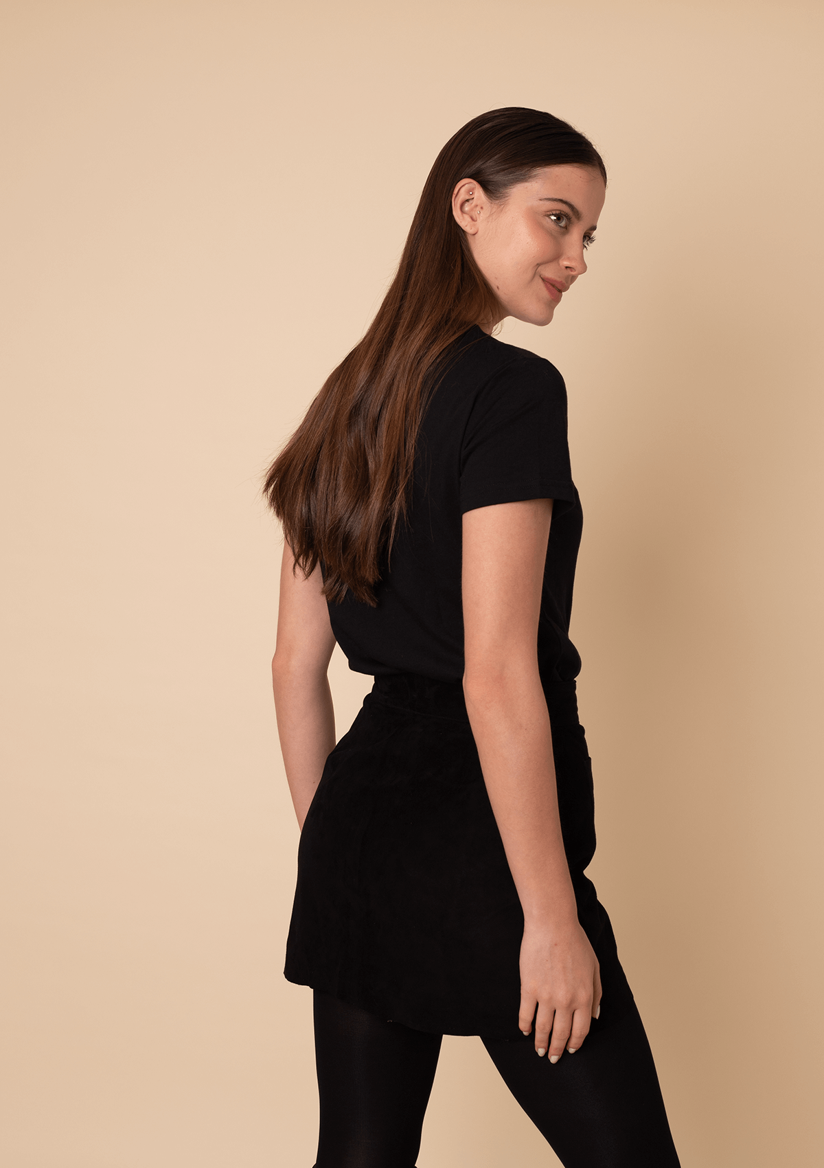 Estancia Suede Leather Skirt | Black