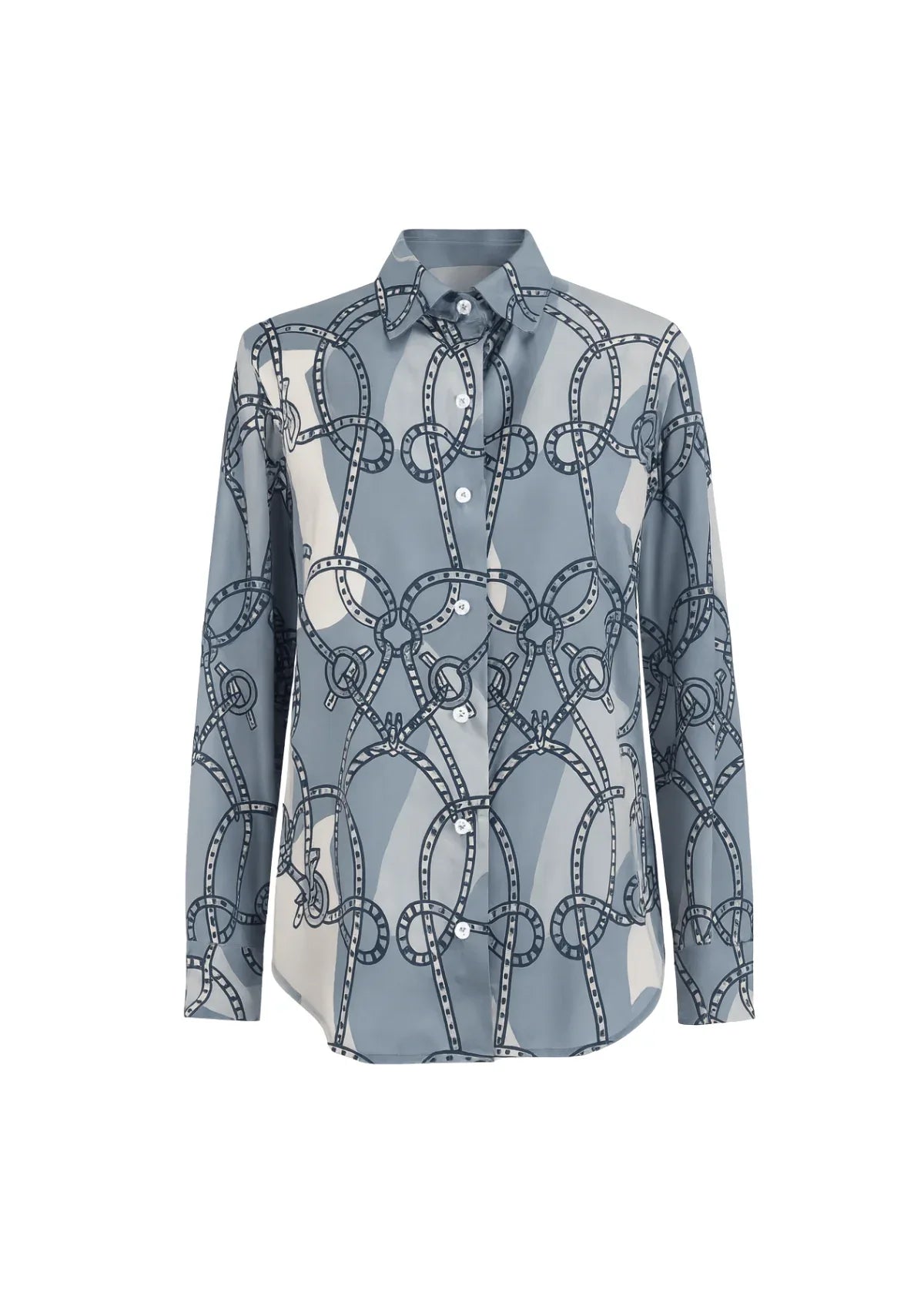 Juliet Button-Down Shirt | Saddlery Print | Blue | Sample - Rönner