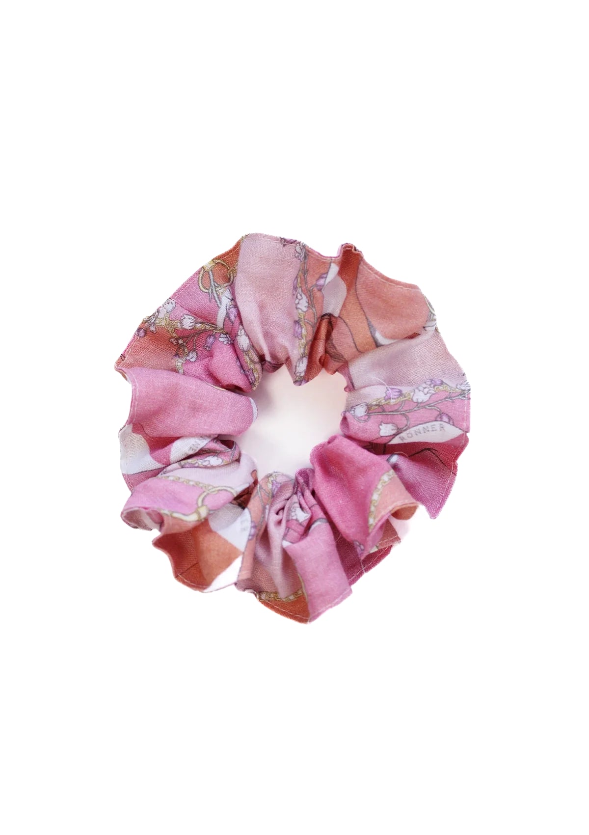 Linen Hair Scrunchie Geo Horse Print | Tangerine