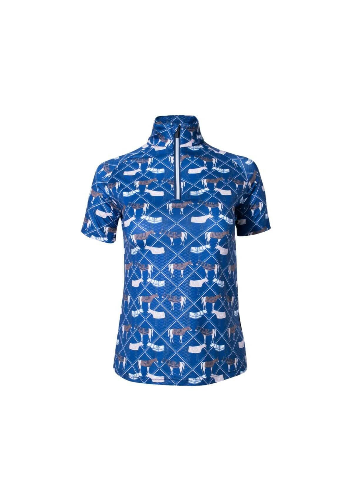 Bliss Quarter-Zip- Extra Light | Short Sleeve | Victory Print | Blue