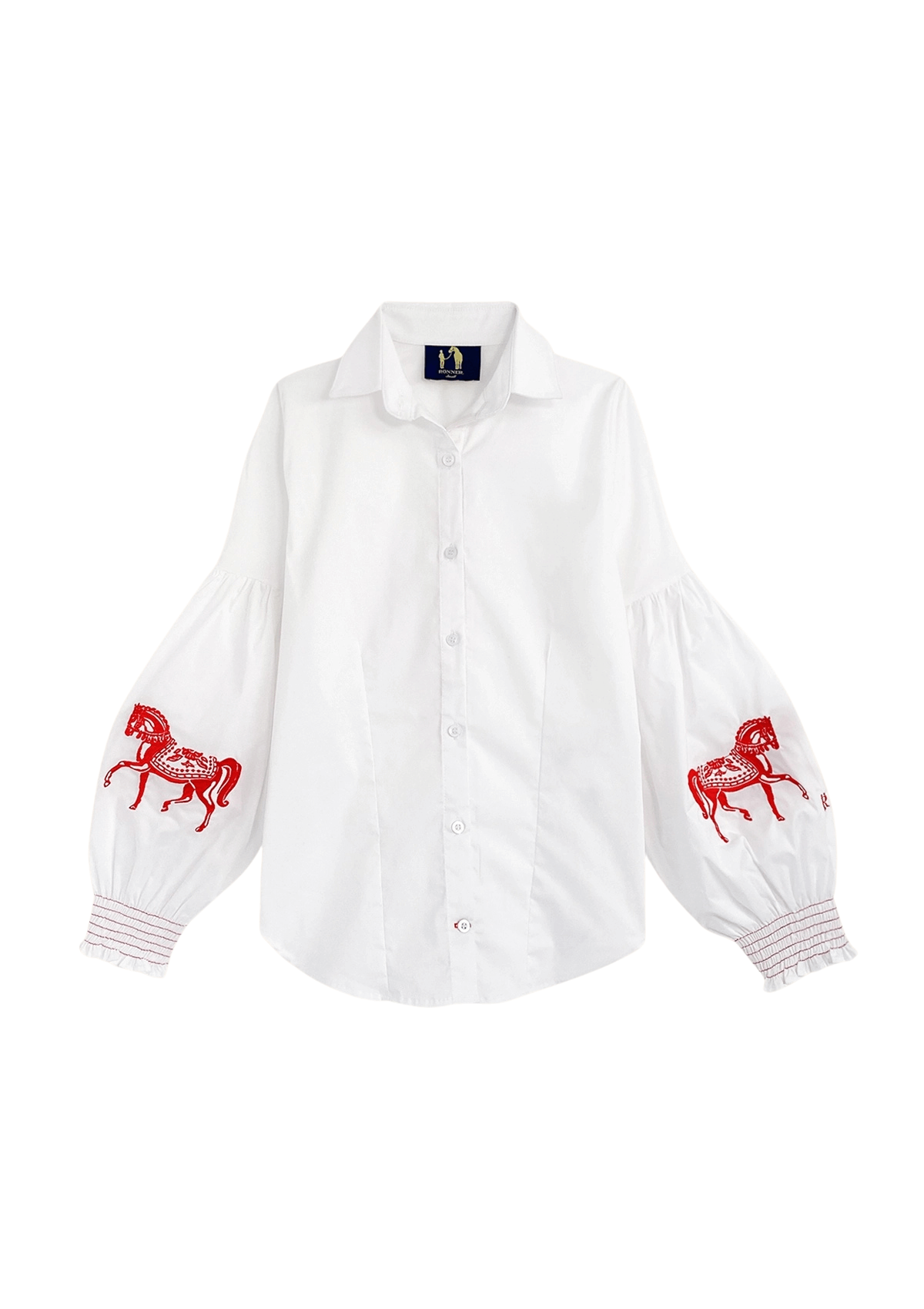 Annie Shirt Embroidered | White | Red Horse