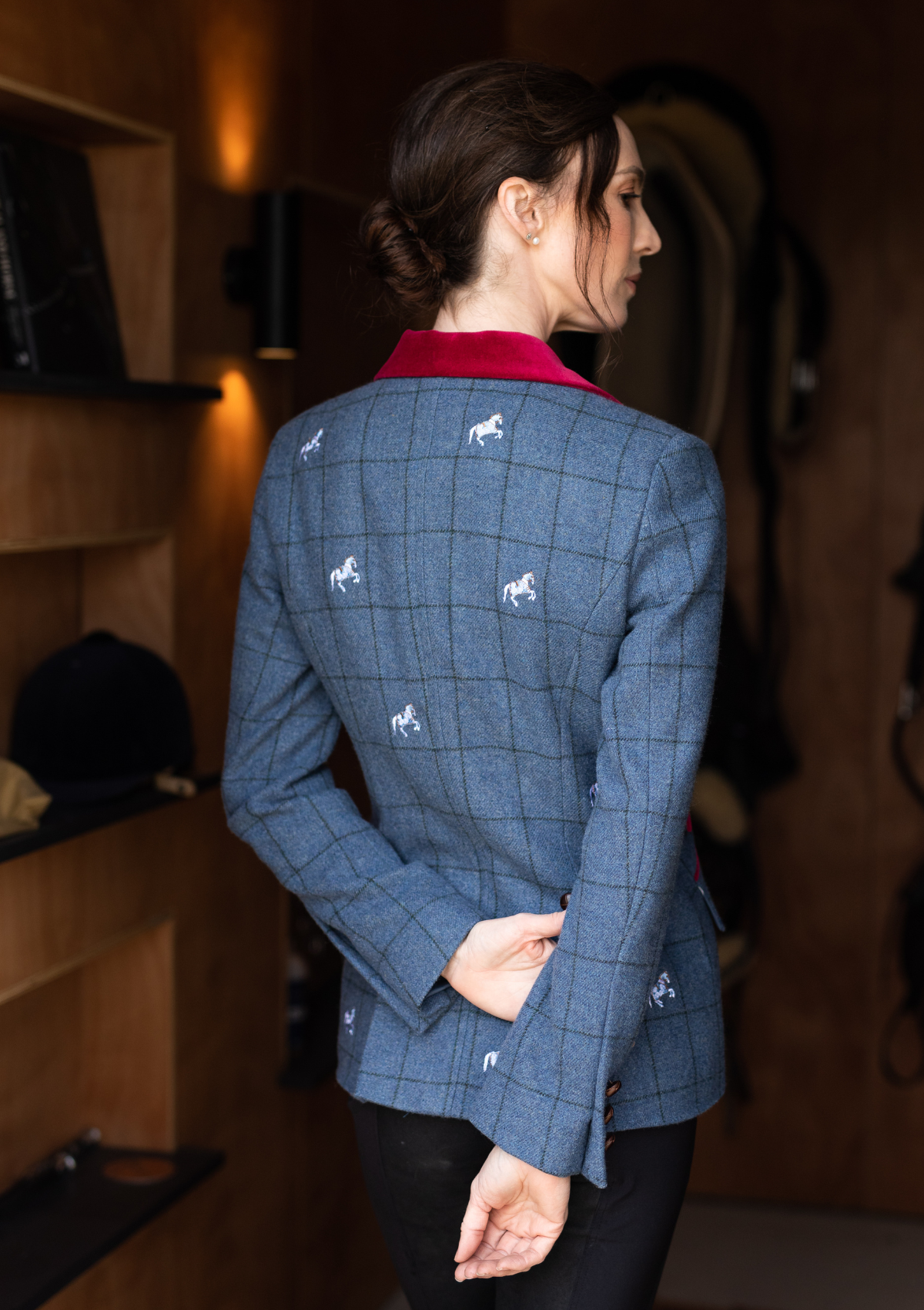 Linen Embroidered Blazer | Blue