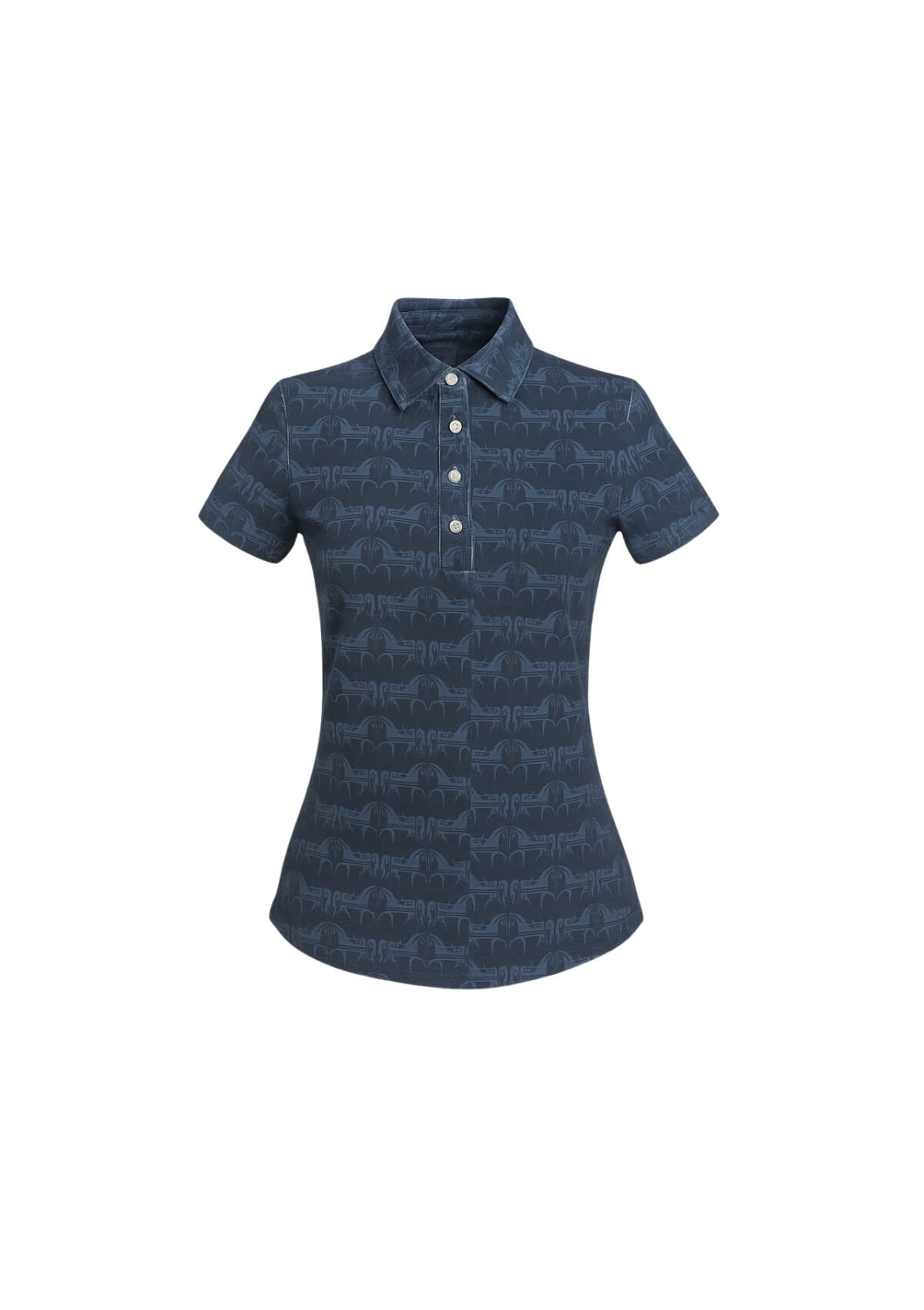 Cotton Comfort Polo-Shirt | Short Sleeve | Steed Print | Navy | Sample