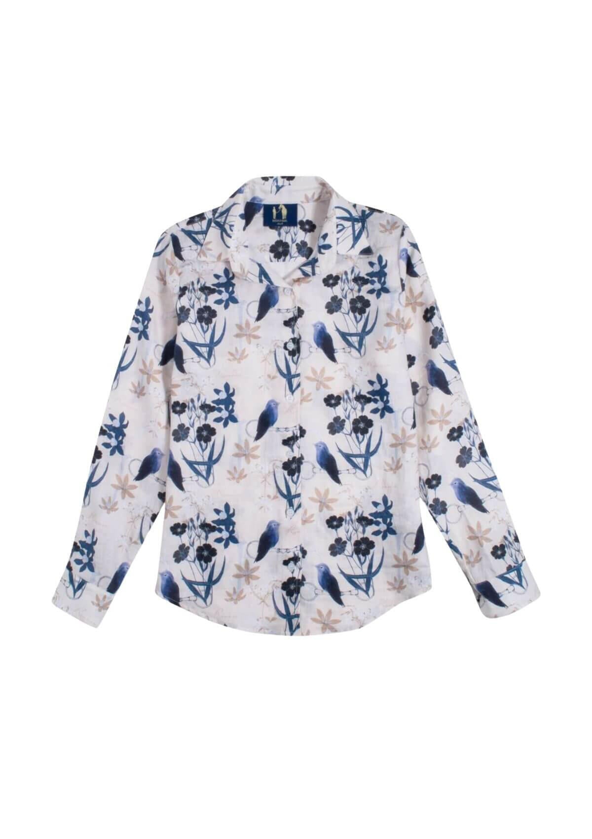 Basic Linen Shirt | Bloom Print | Celeste