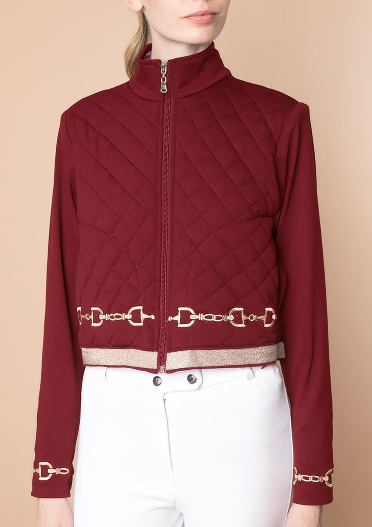 Ember Embroidered Cropped Zip Jacket | Cerise