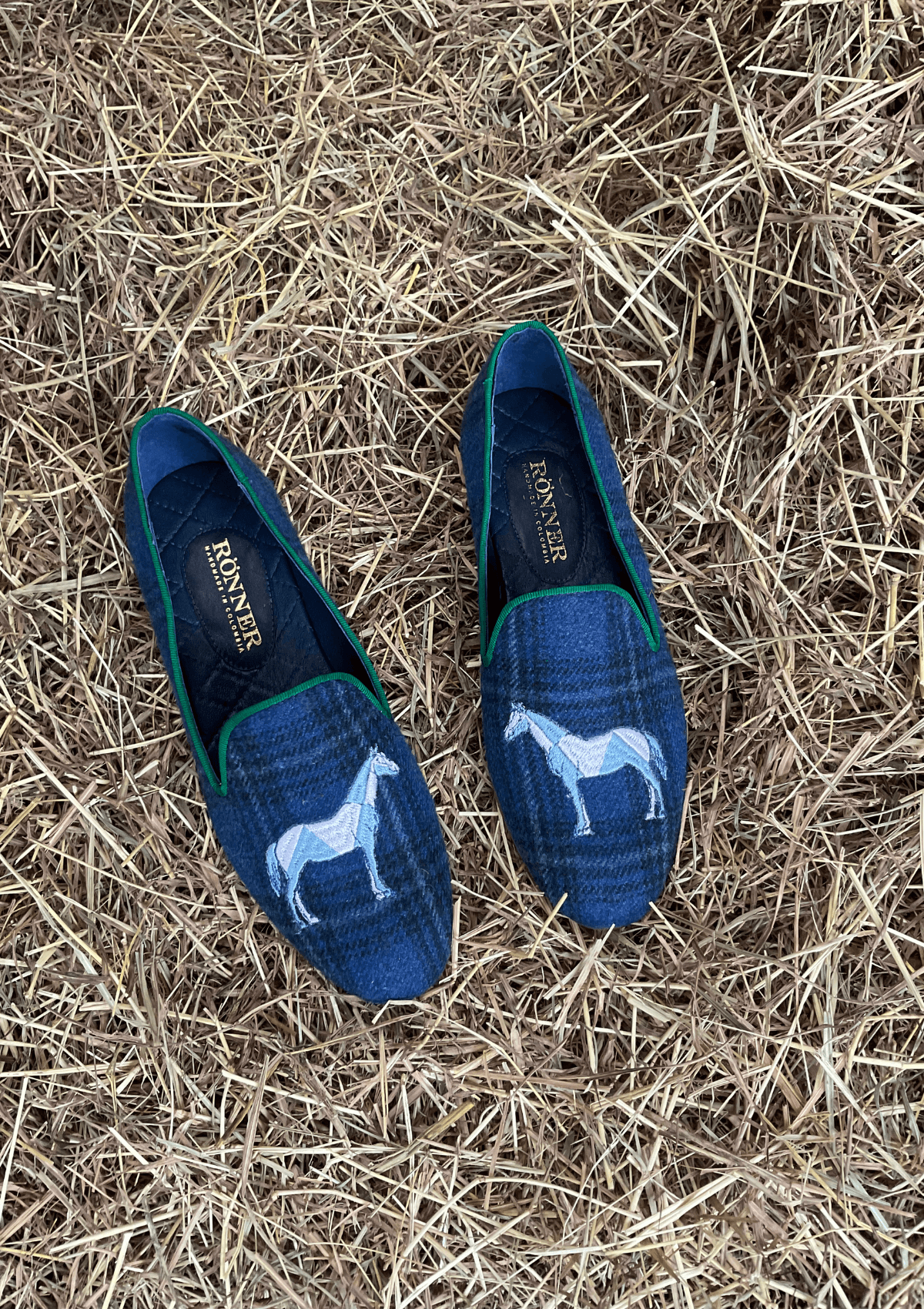 Mimosa Slippers Geo Horses | Blue & Green I Sample