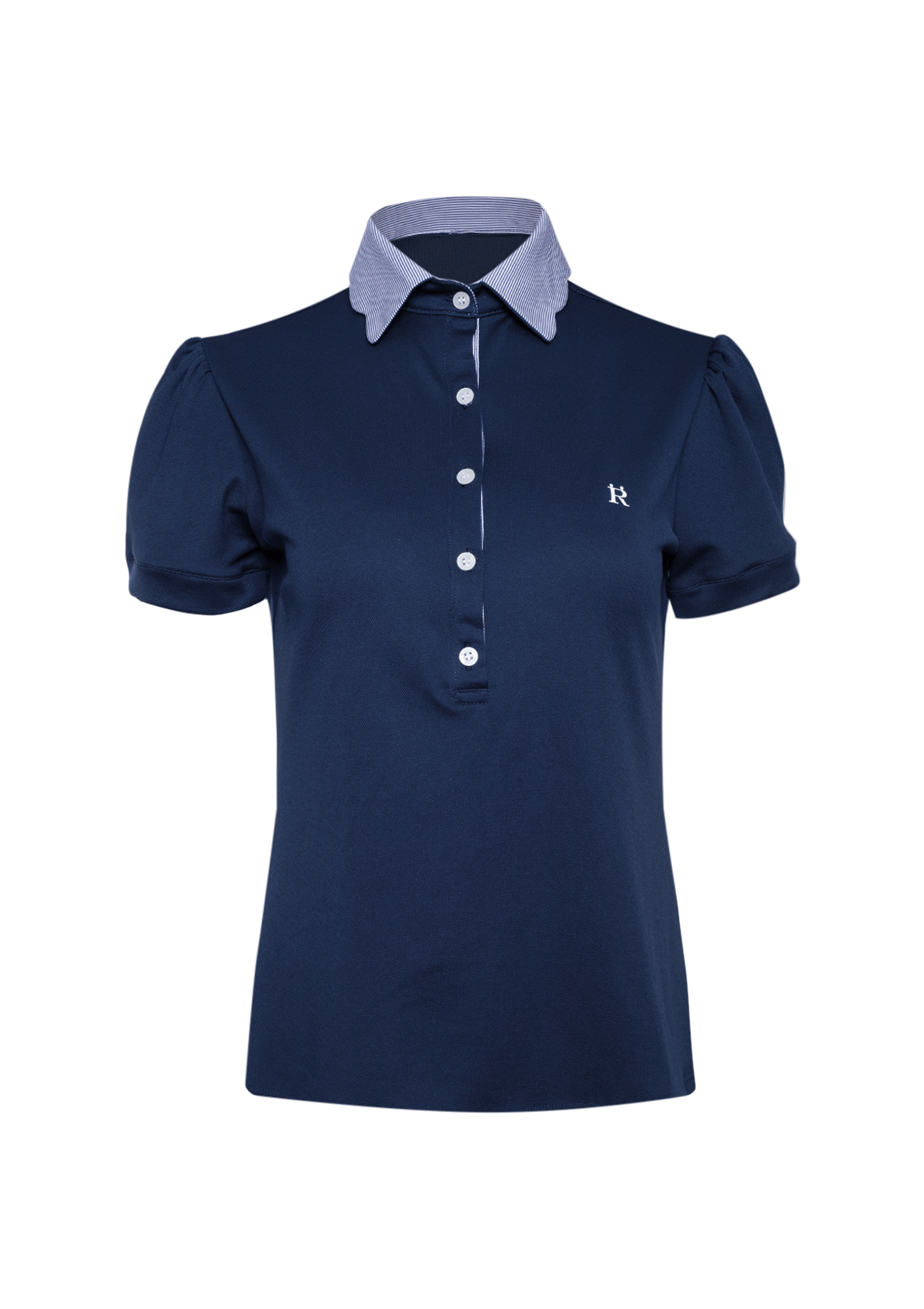 Acasia Polo-Shirt | Short Sleeve | Navy with Blue & White Pinstripes