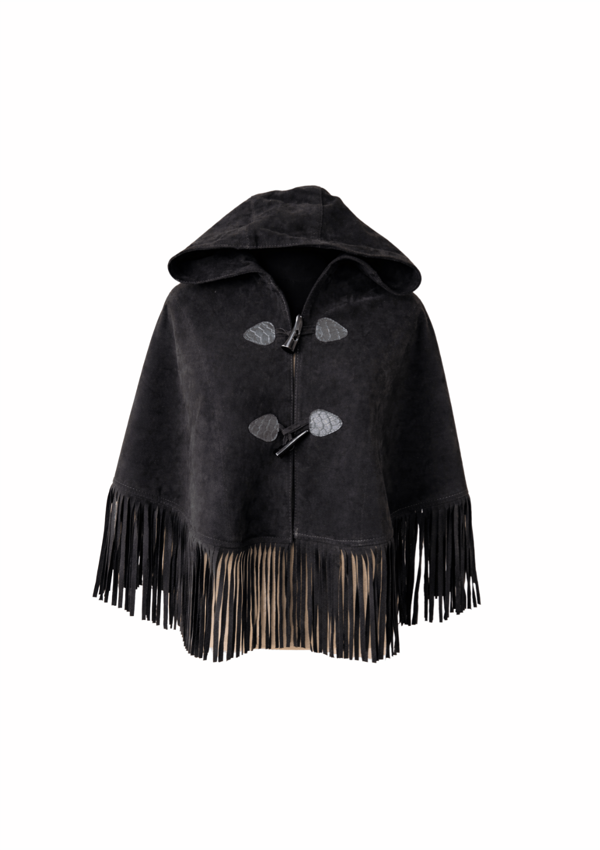 Pampa Suede Poncho | Suede Leather | Black