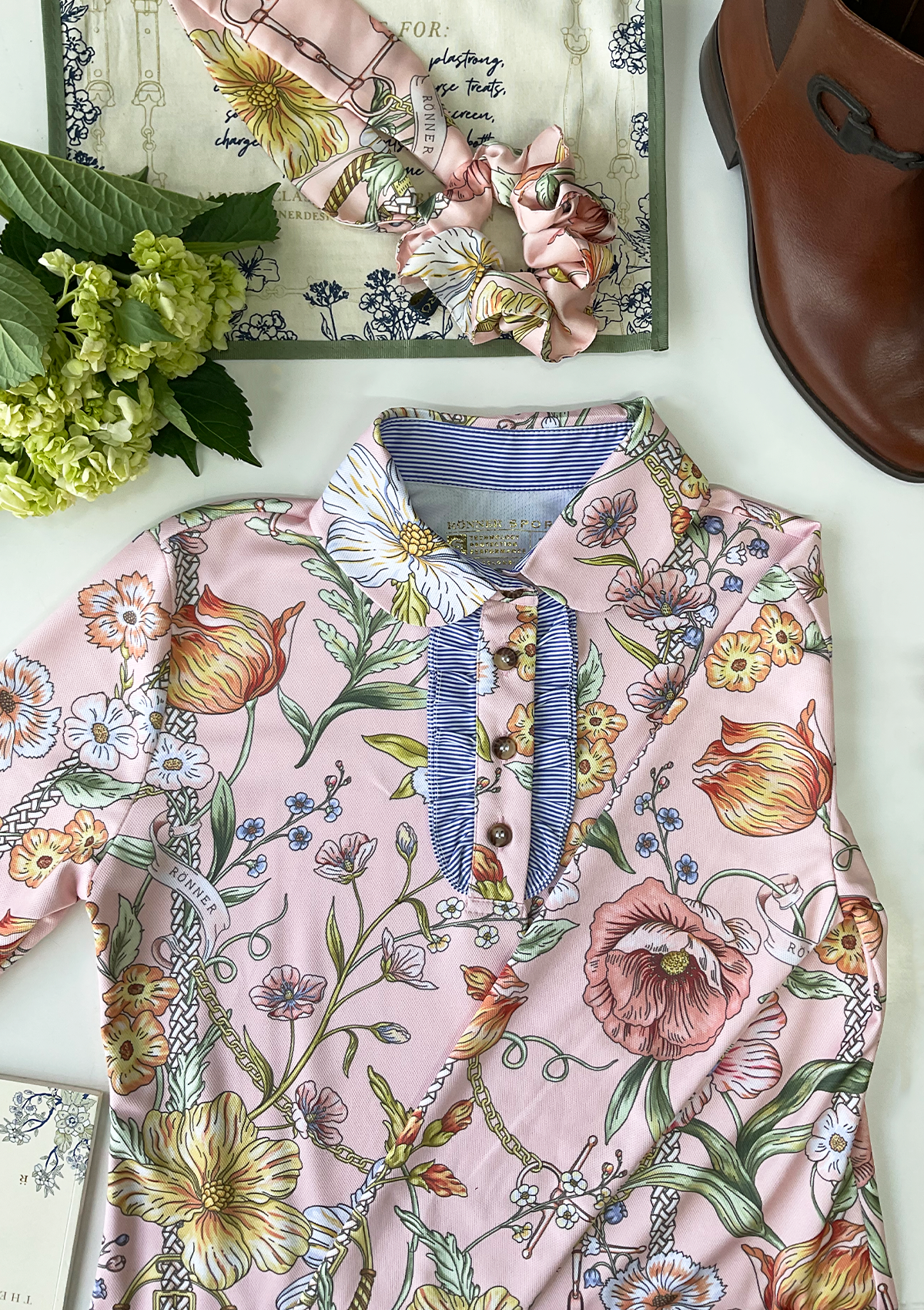 Prairi Polo-Shirt Long Sleeve | Botany Print Rose - Rönner