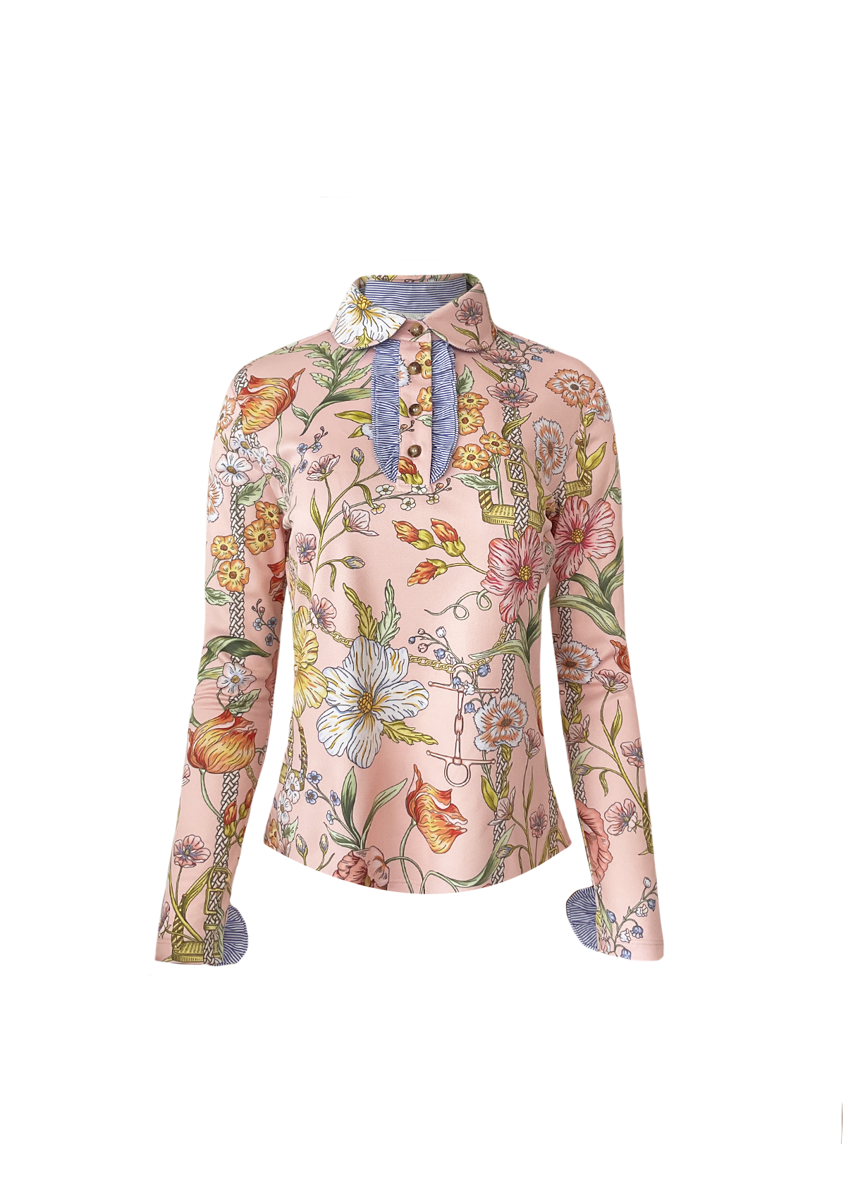 Prairi Polo-Shirt Long Sleeve | Botany Print Rose - Rönner