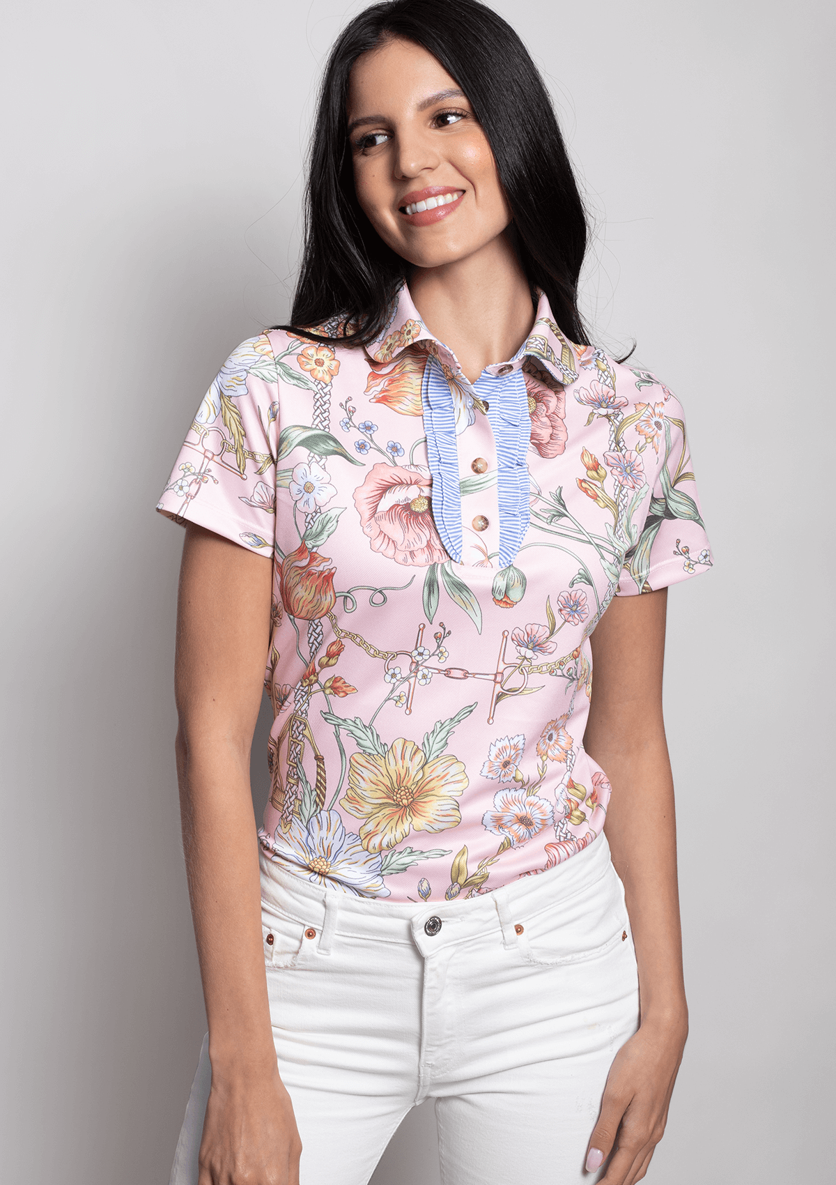 Prairi Polo-Shirt Short Sleeve | Botany Print Rose | High-tech - Rönner