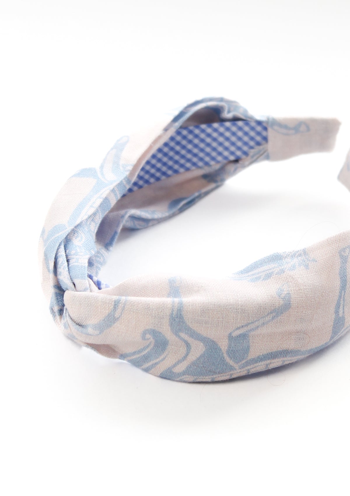 Printed Linen Knotted Hairband | Blossomare Print | Light Blue