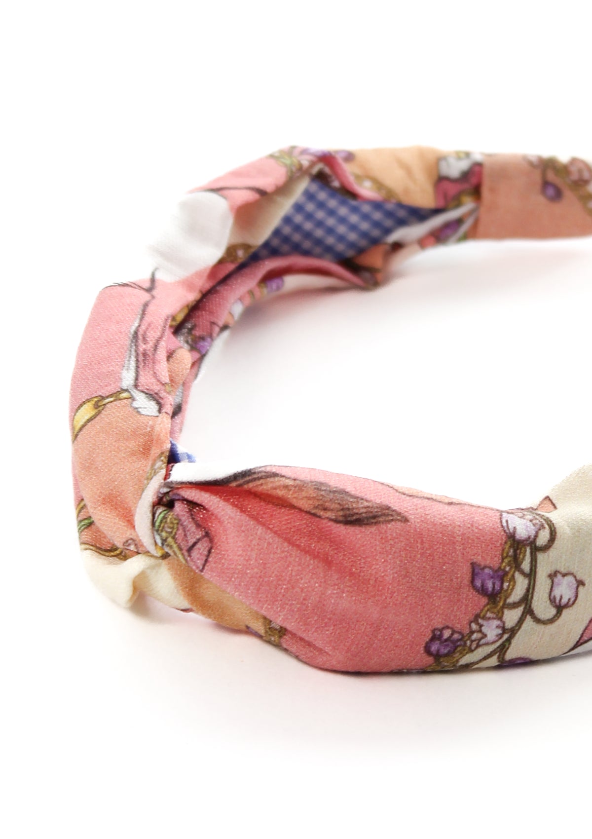 Printed Linen Knotted Hairband | Geo Horses Pink