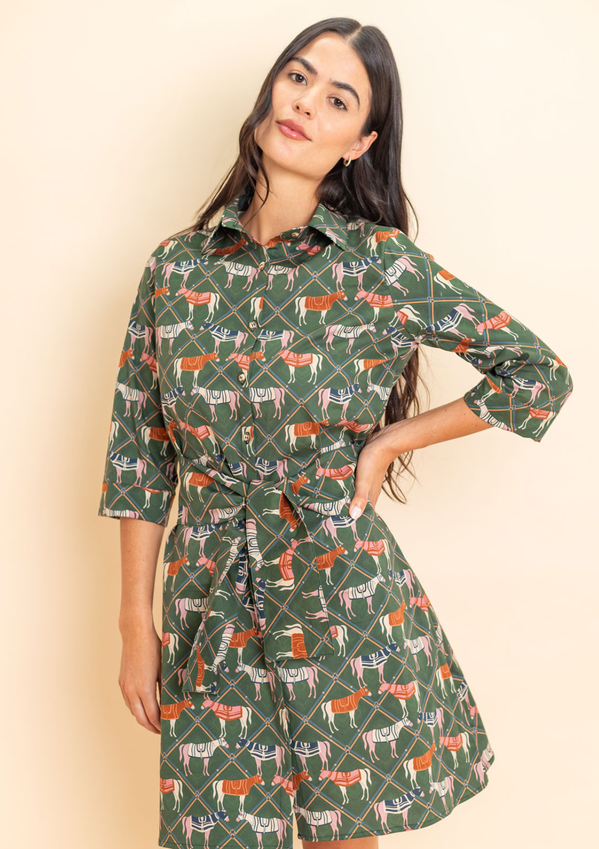 Grand Prix Cotton Shirt-Dress | Hunter Green