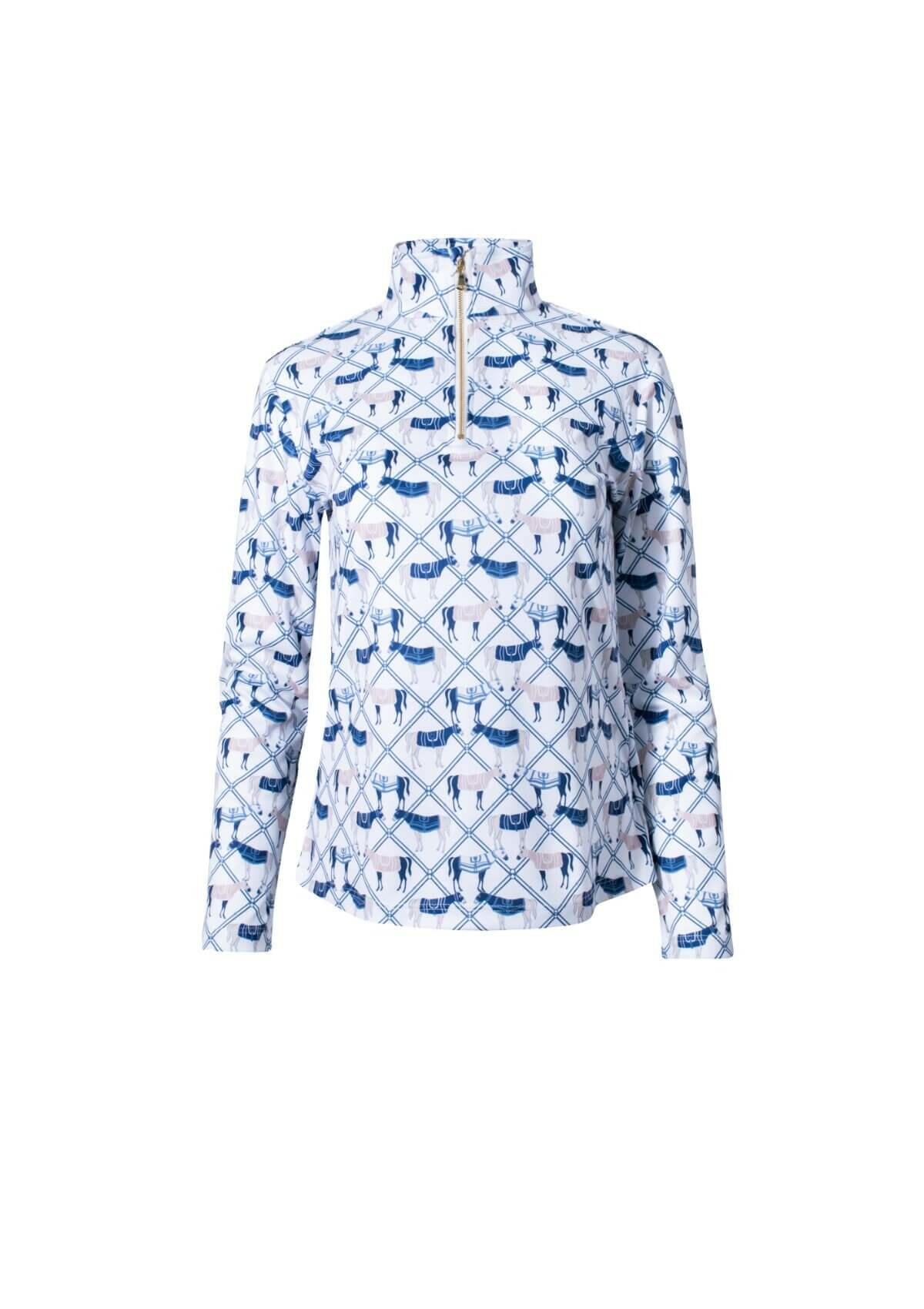 Quarter-Zip | Long Sleeve | Victory Print | Blue & White