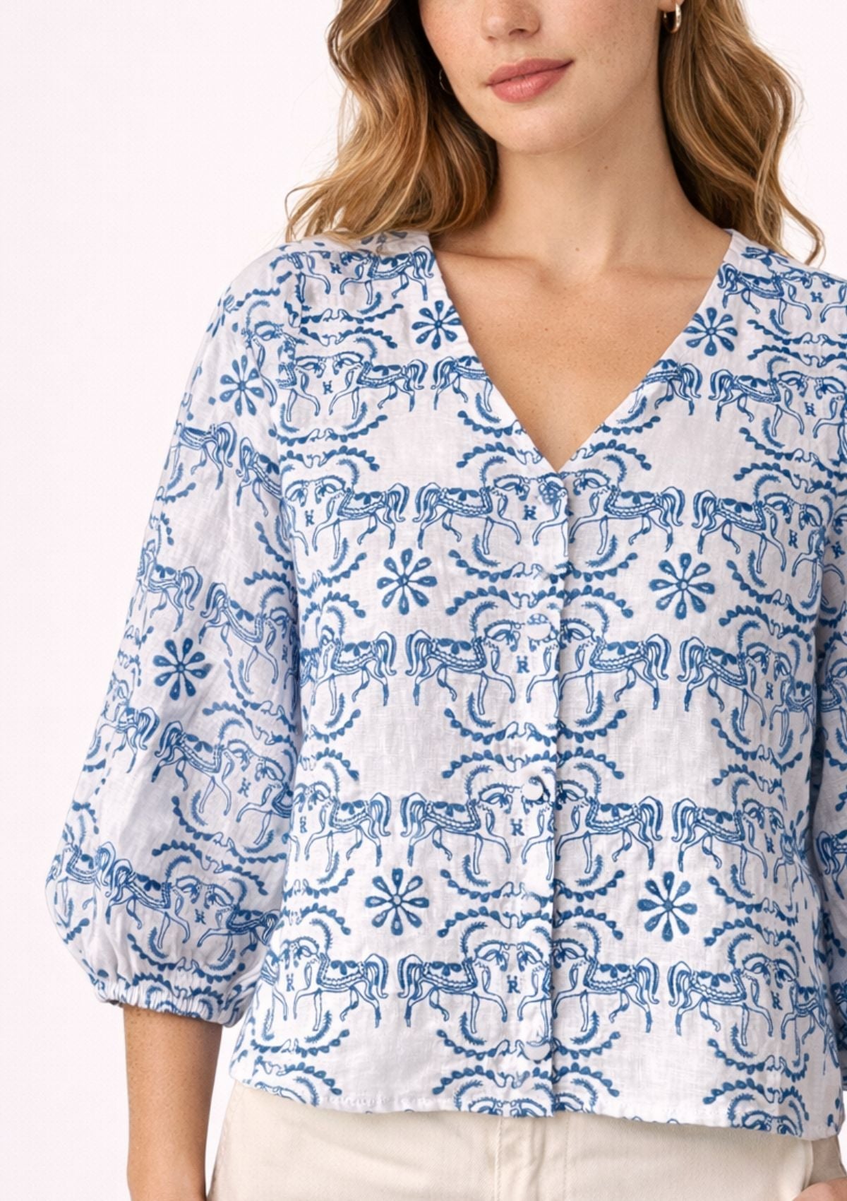 Alma Linen Blouse | Embroidered - RönnerBlousesXS