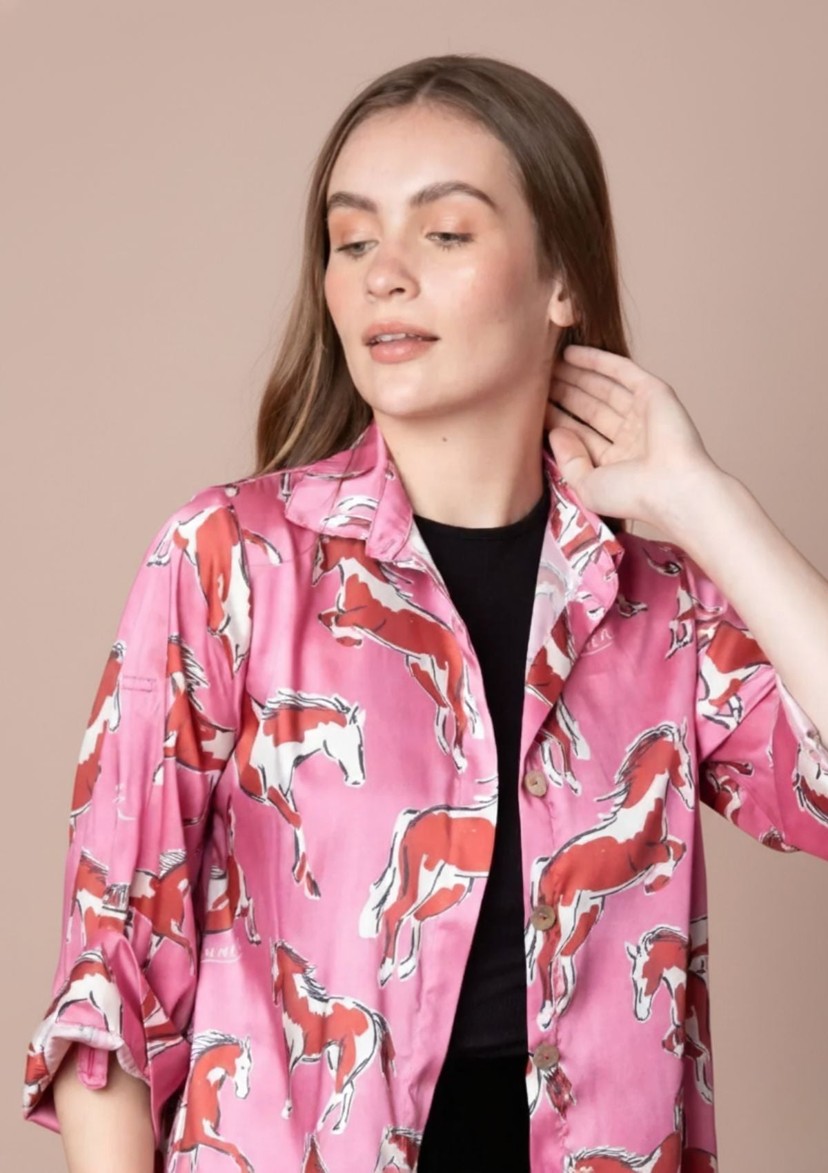 Amalia Shirt - Dress | Volt Print | Cerise - RönnerDressXS