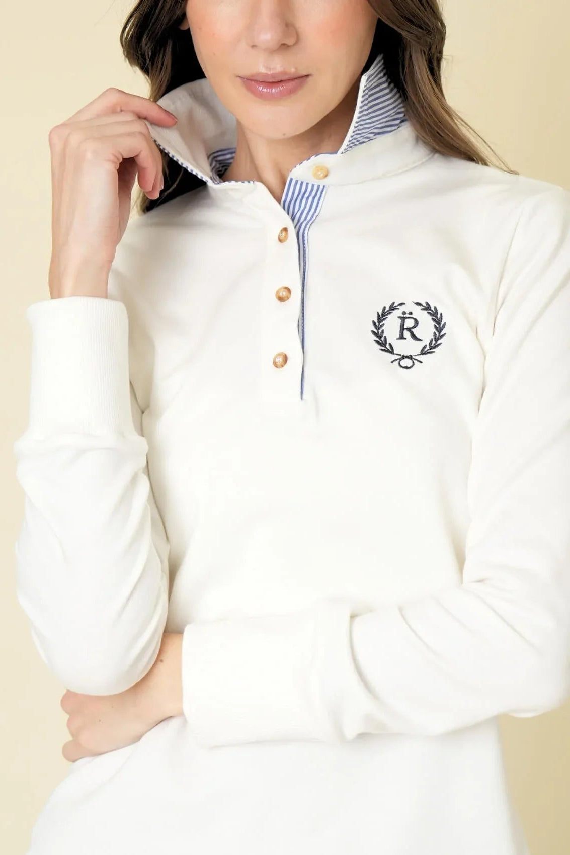 Arielle Polo | Long Sleeves | Embroidered | White - RönnerPolo ShirtXS