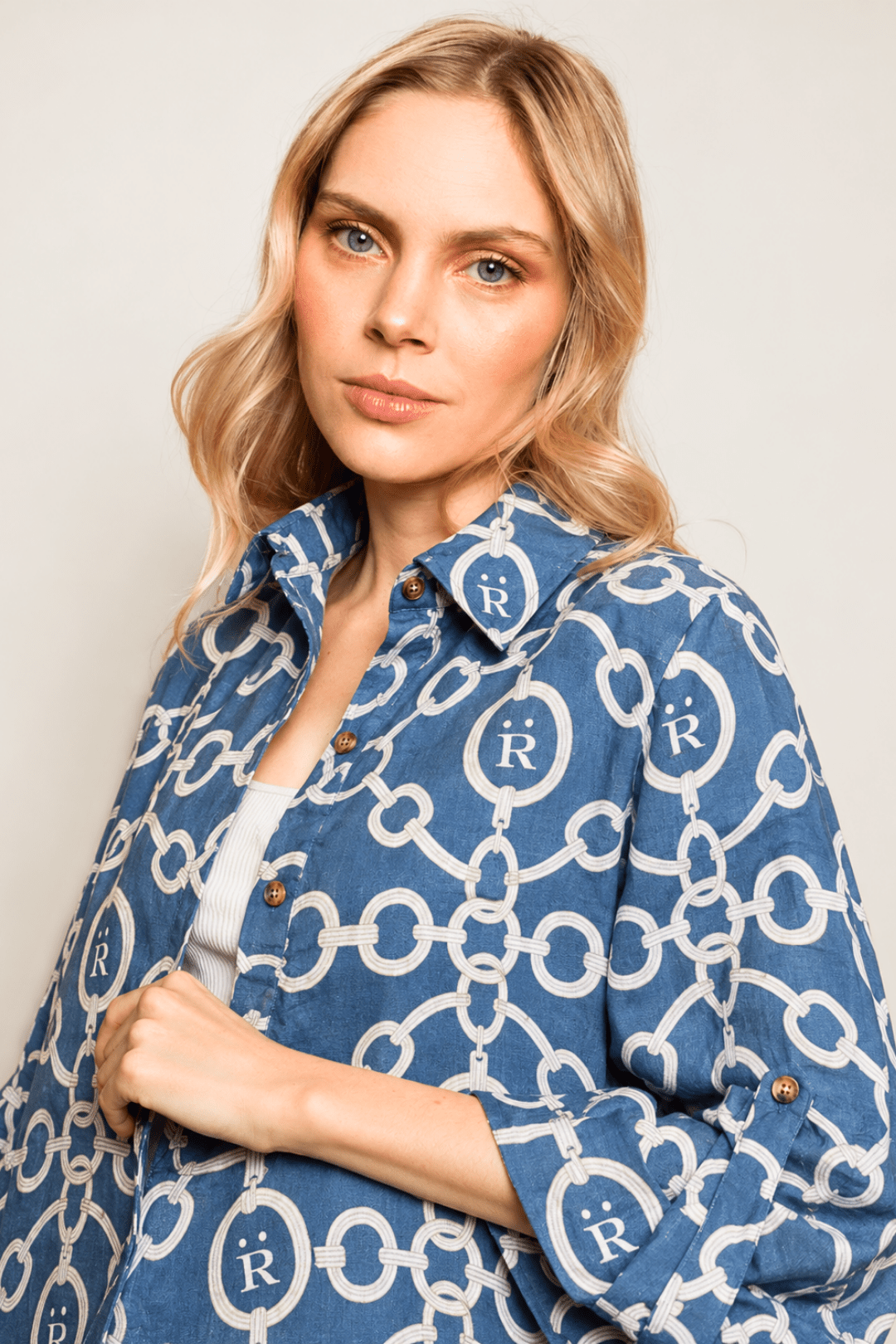 Aros | Magnolia Oversized Linen Shirt - RönnerBlouseBlue Sky