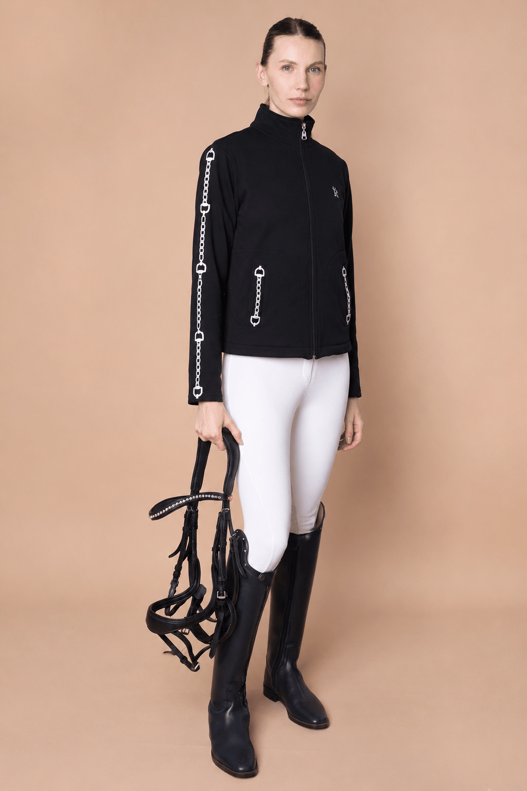 Ava Embroidered Zip Jacket - RönnerJacketsBlack & Cream