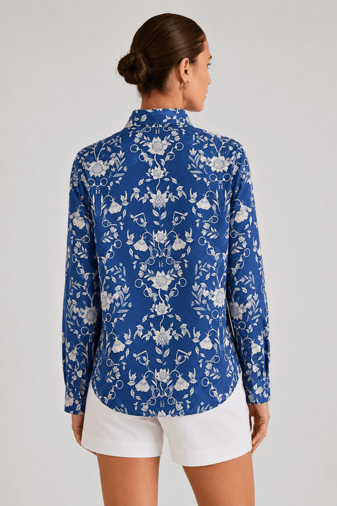 Basic Linen Shirt | Bridle Botanica Print - RönnerRoyal Blue