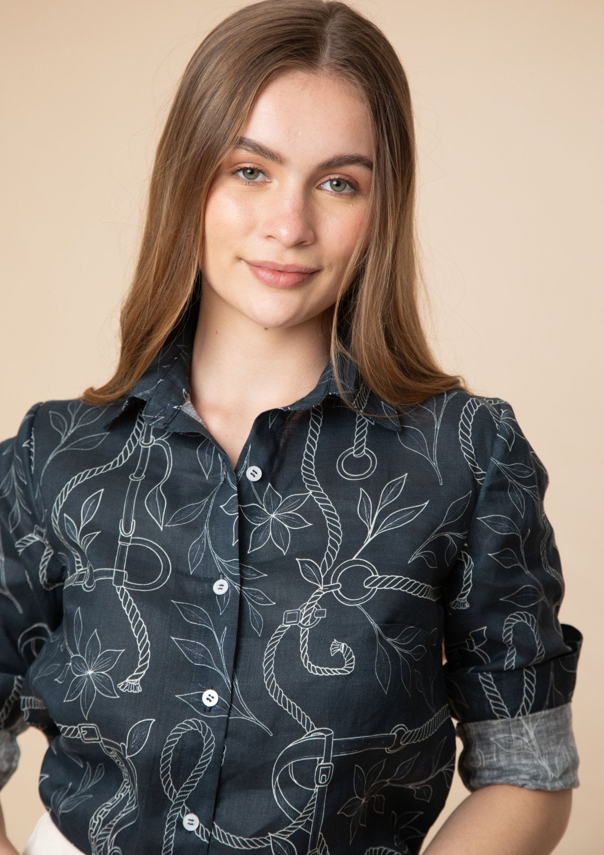 Basic Linen Shirt Ropes Print - RönnerOcean