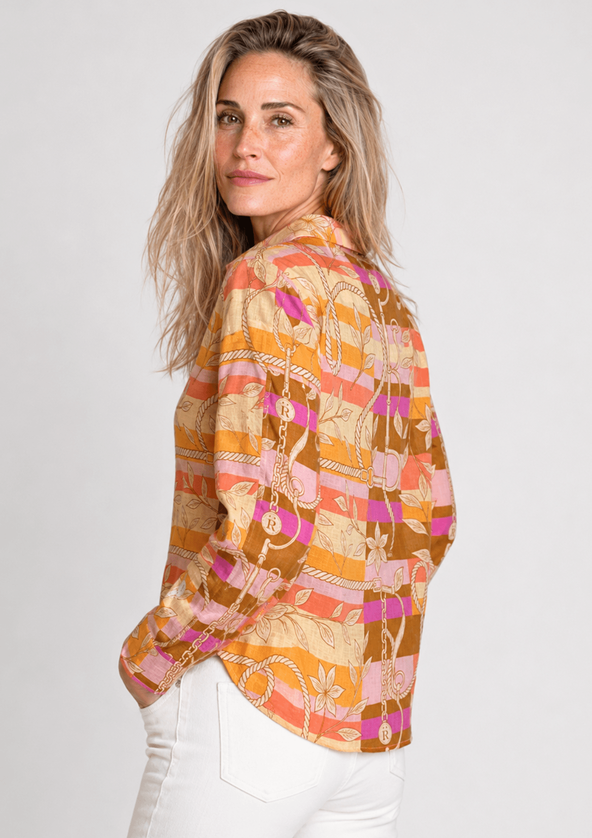 Basic Linen Shirt – Seabreeze Blue Ropes Print - RönnerXS
