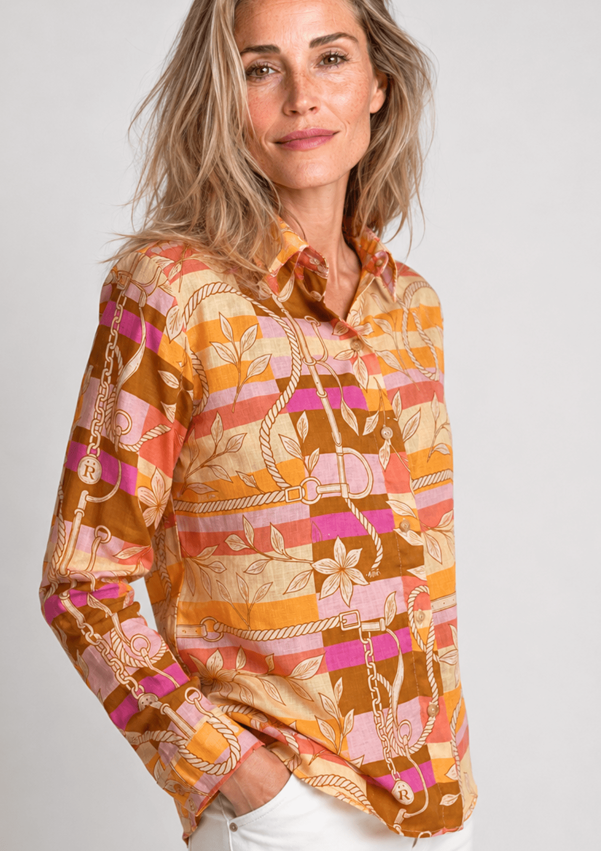 Basic Linen Shirt – Seabreeze Blue Ropes Print - RönnerXS