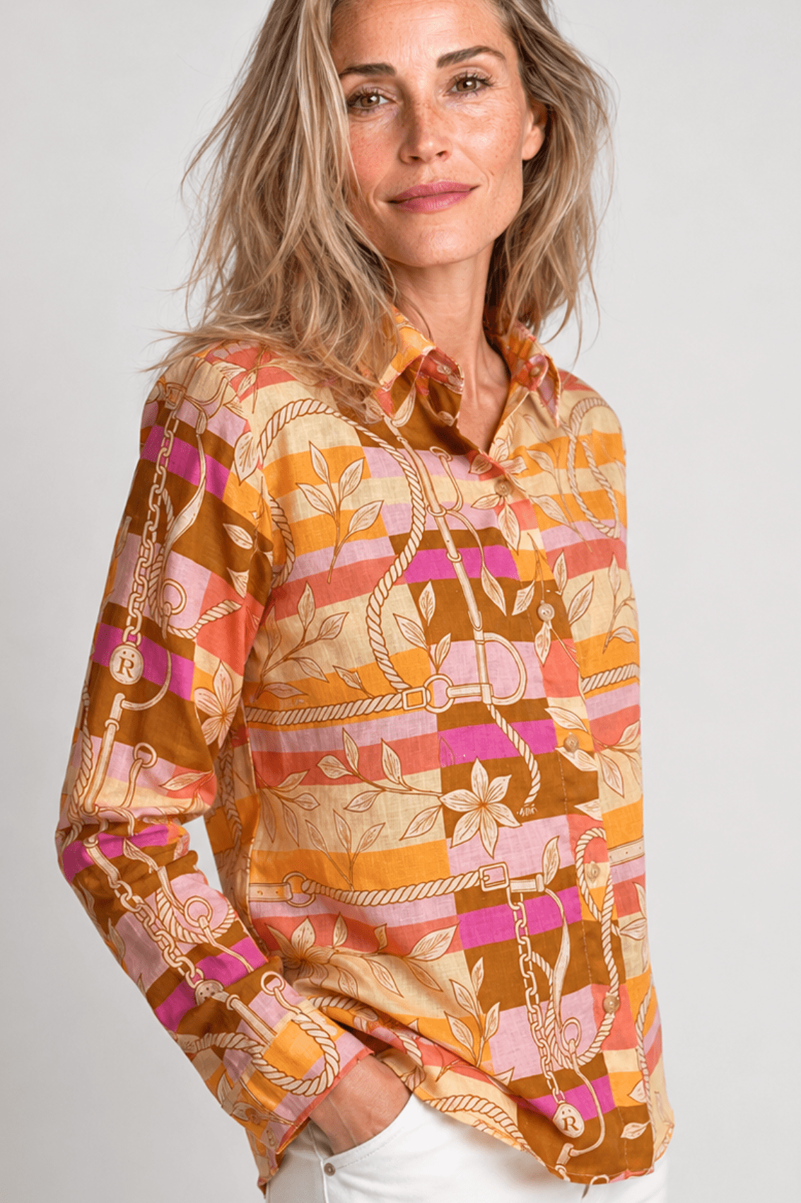 Basic Linen Shirt – Seabreeze Blue Ropes Print - RönnerXS