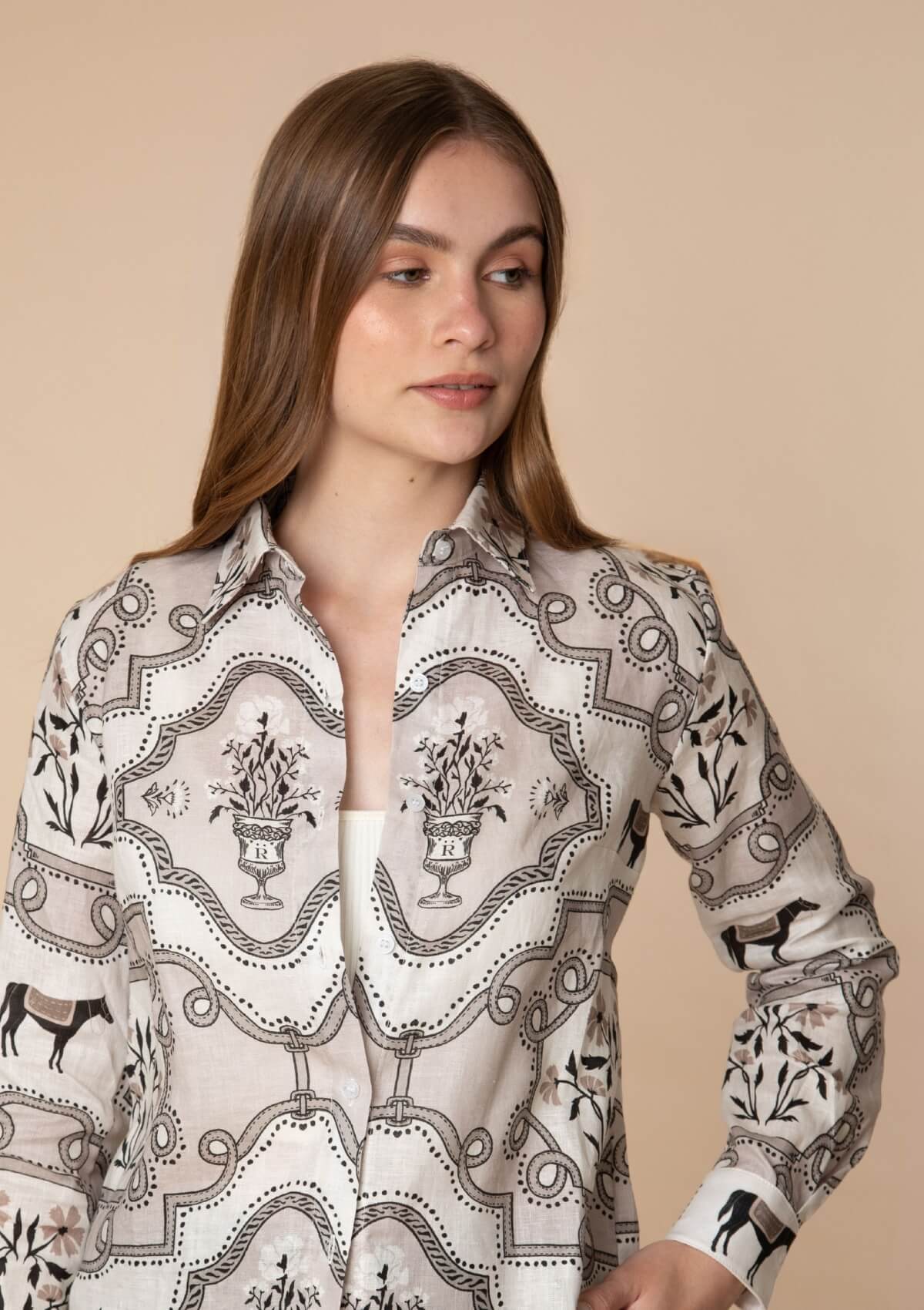 Basic Linen Shirt | Veranda Print