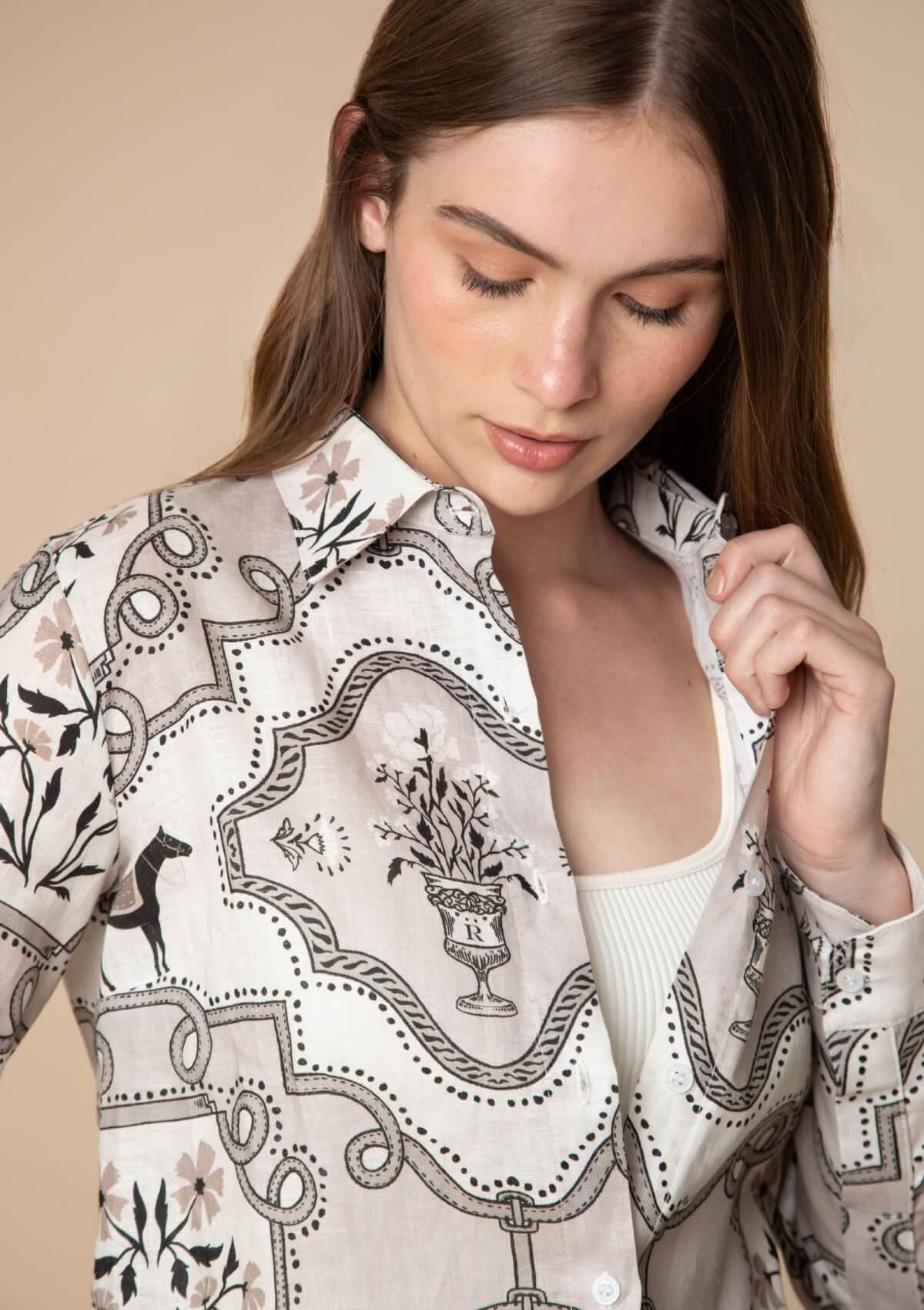 Basic Linen Shirt | Veranda Print - RönnerShirtXS