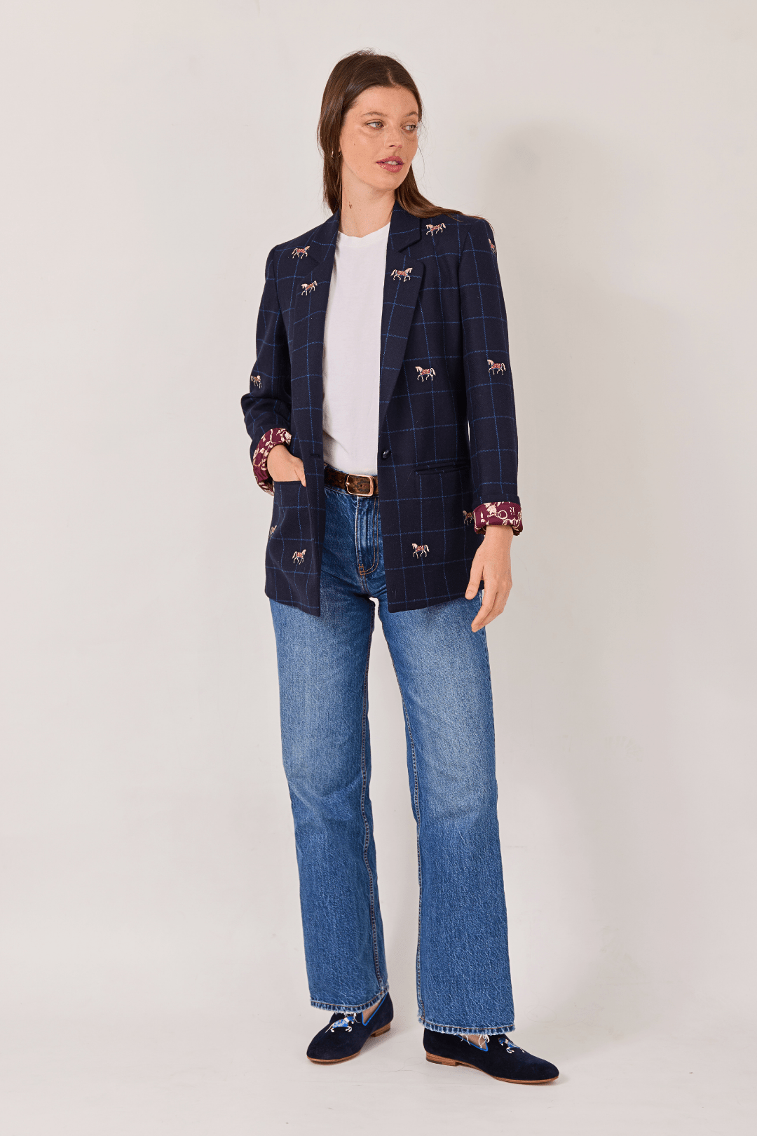 Belmont Blazer | Embroidered Italian Wool - RönnerBlazerNavy Plaid