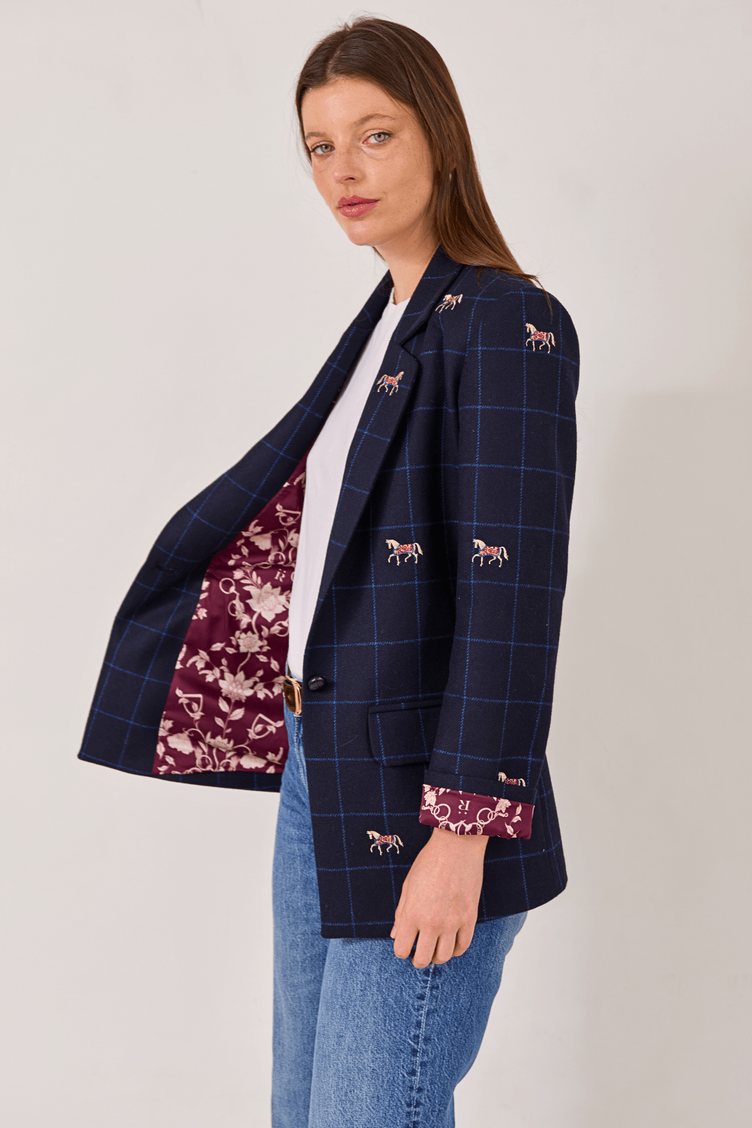 Belmont Blazer | Embroidered Italian Wool - RönnerBlazerNavy Plaid