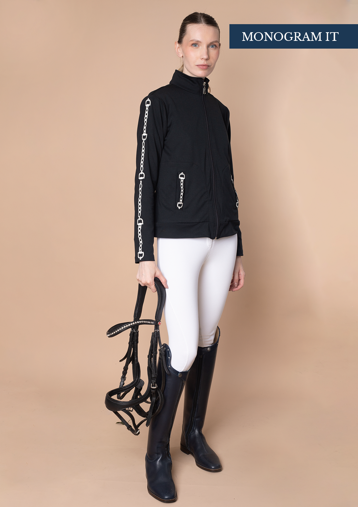 Ava Embroidered Zip Jacket | Black - Rönner