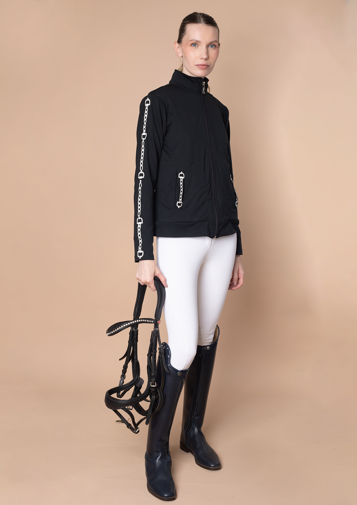 Ava Embroidered Zip Jacket | Black