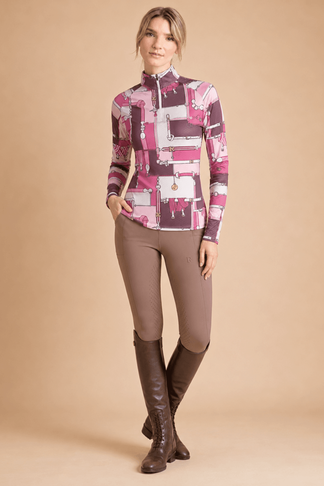 Bliss Quarter Zip | Long Sleeve | Jubilea Print| Pink - RönnerShirtXS