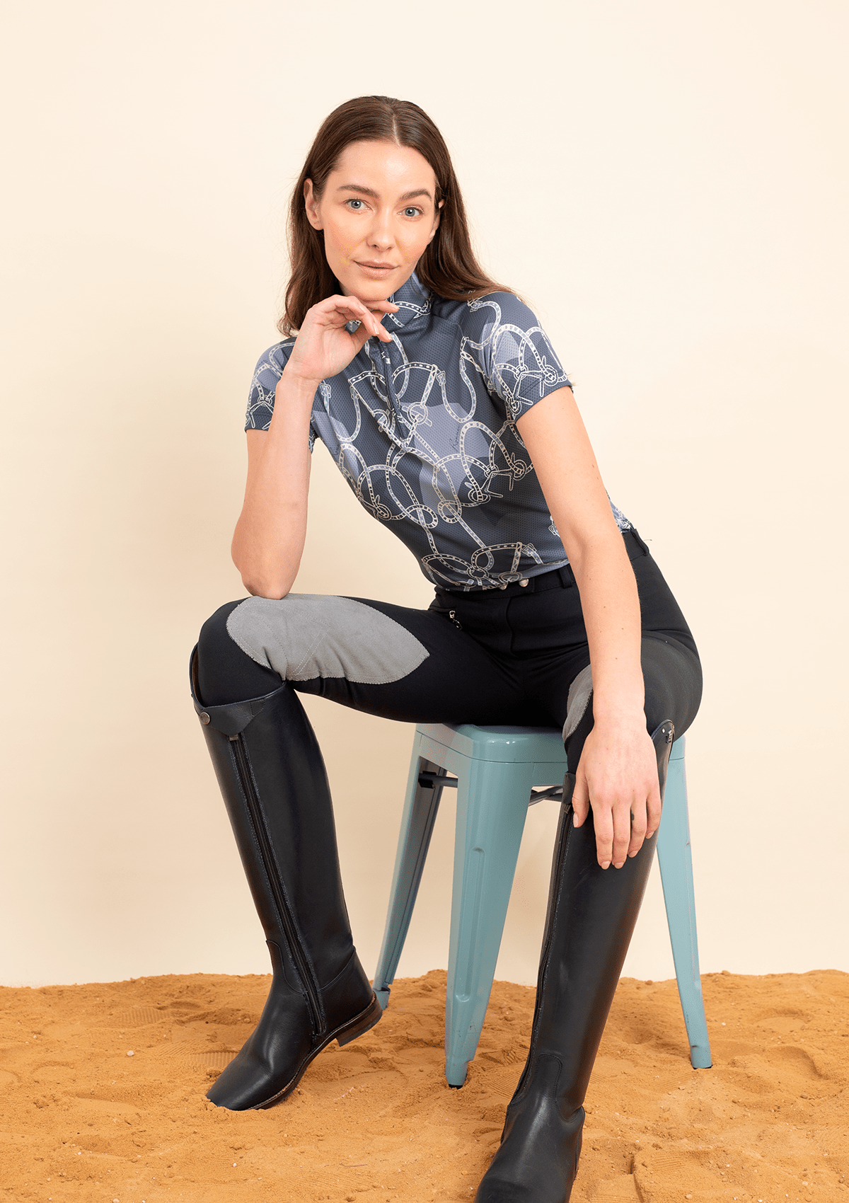 Bliss Quarter Zip Saddlery Print | Short Sleeve | Navy - RönnerQuarter ZipXS