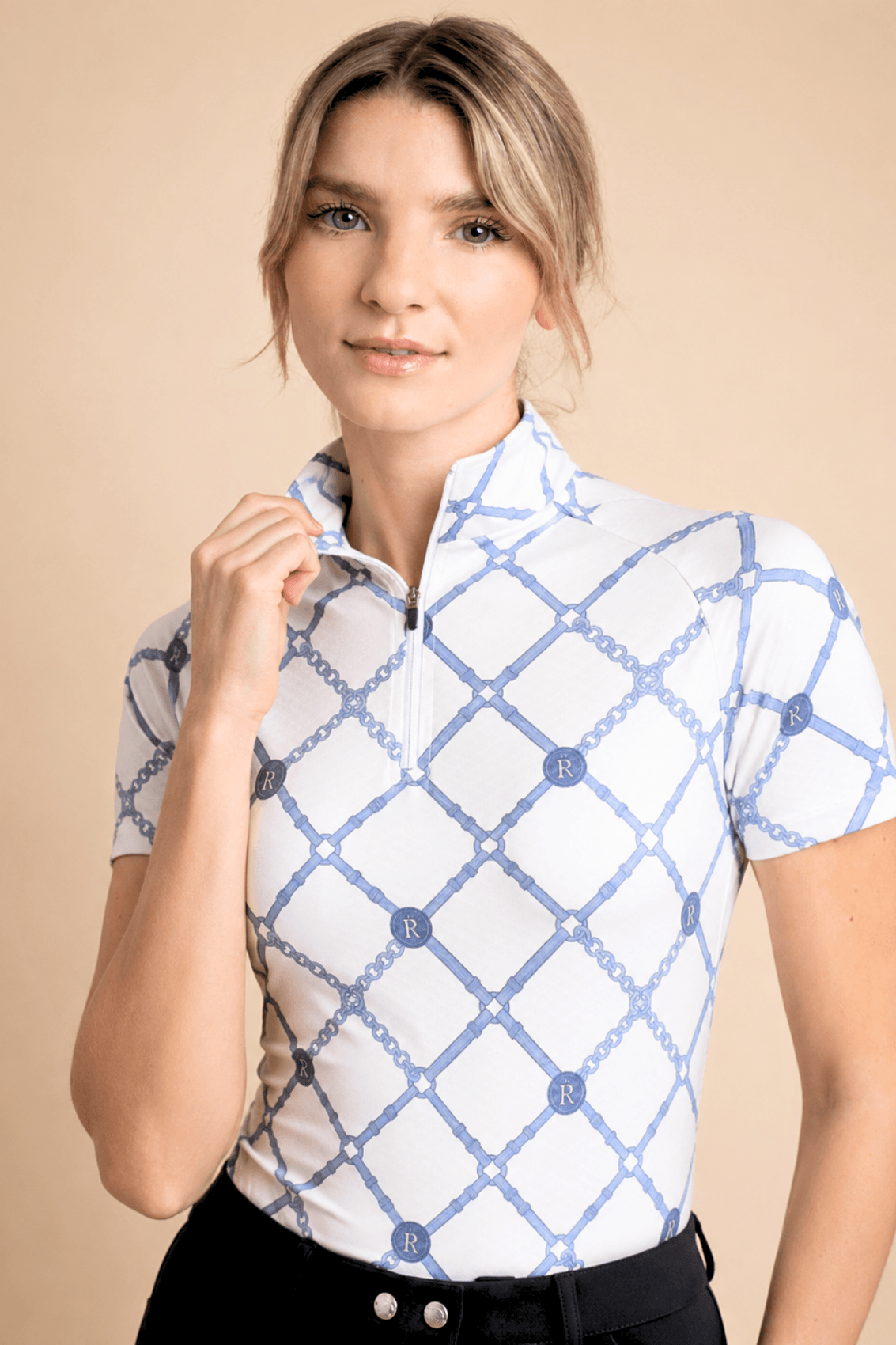 Bliss Quarter - Zip | Short Sleeve | Beltina Print | Blue - RönnerShirtXS