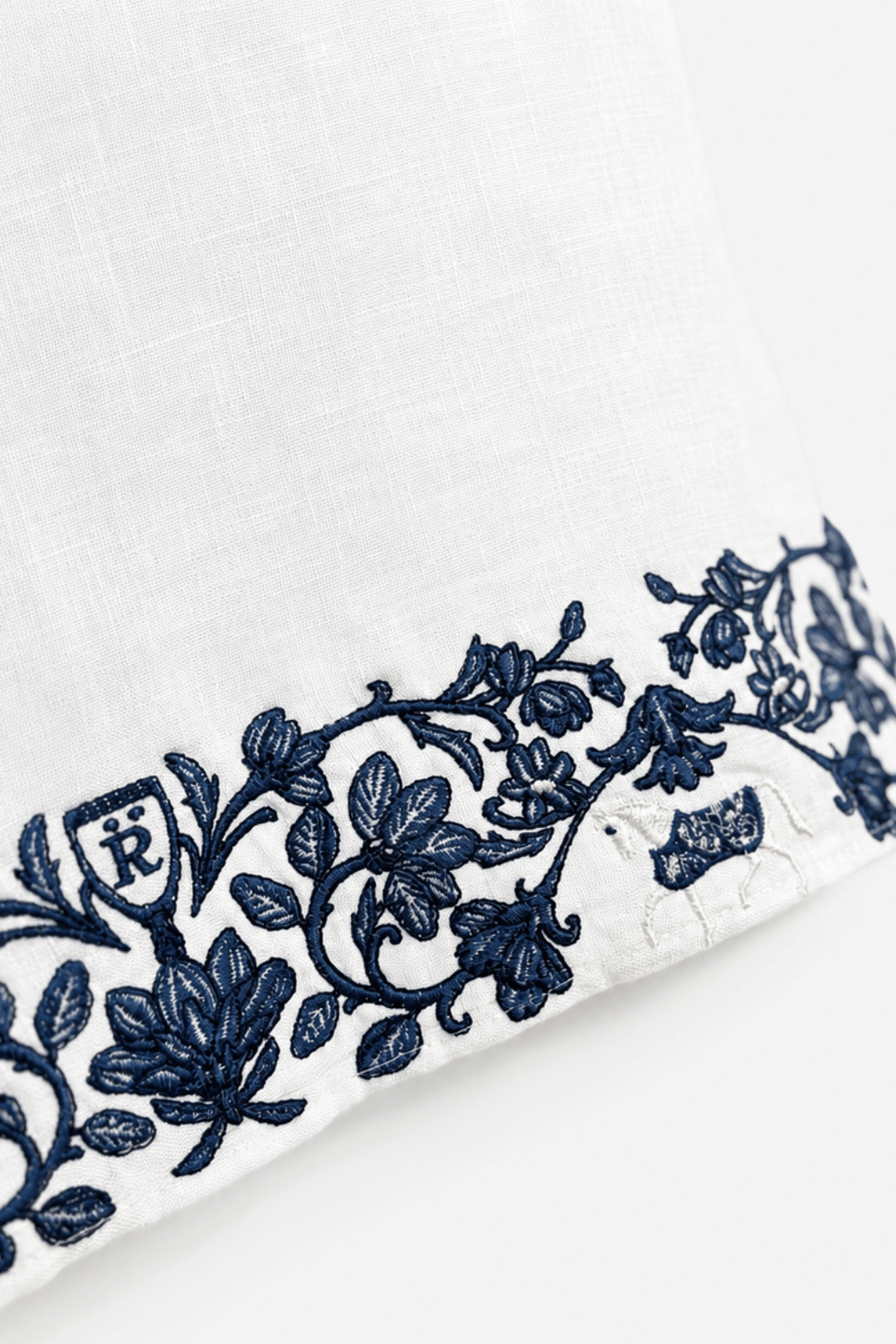 Bridle Botanica Embroidered Linen Pareo - RönnerSwimwearWhite & Navy Horses