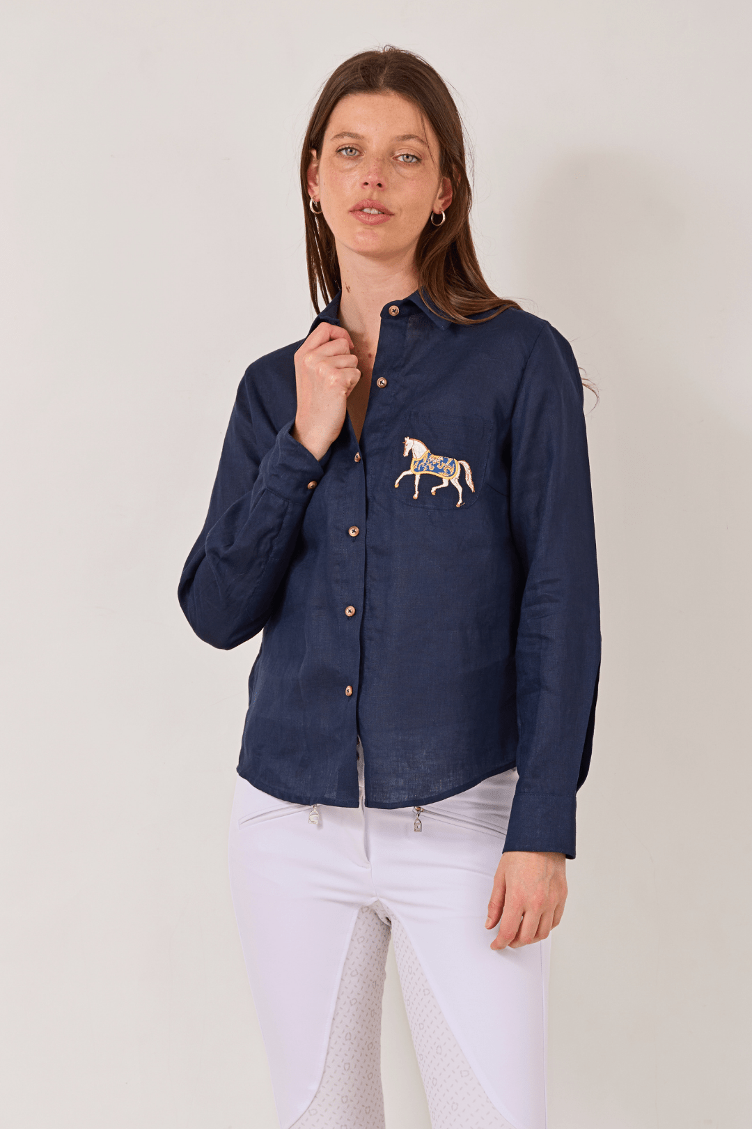 Campera Embroidered Linen Shirt - RönnerNavy