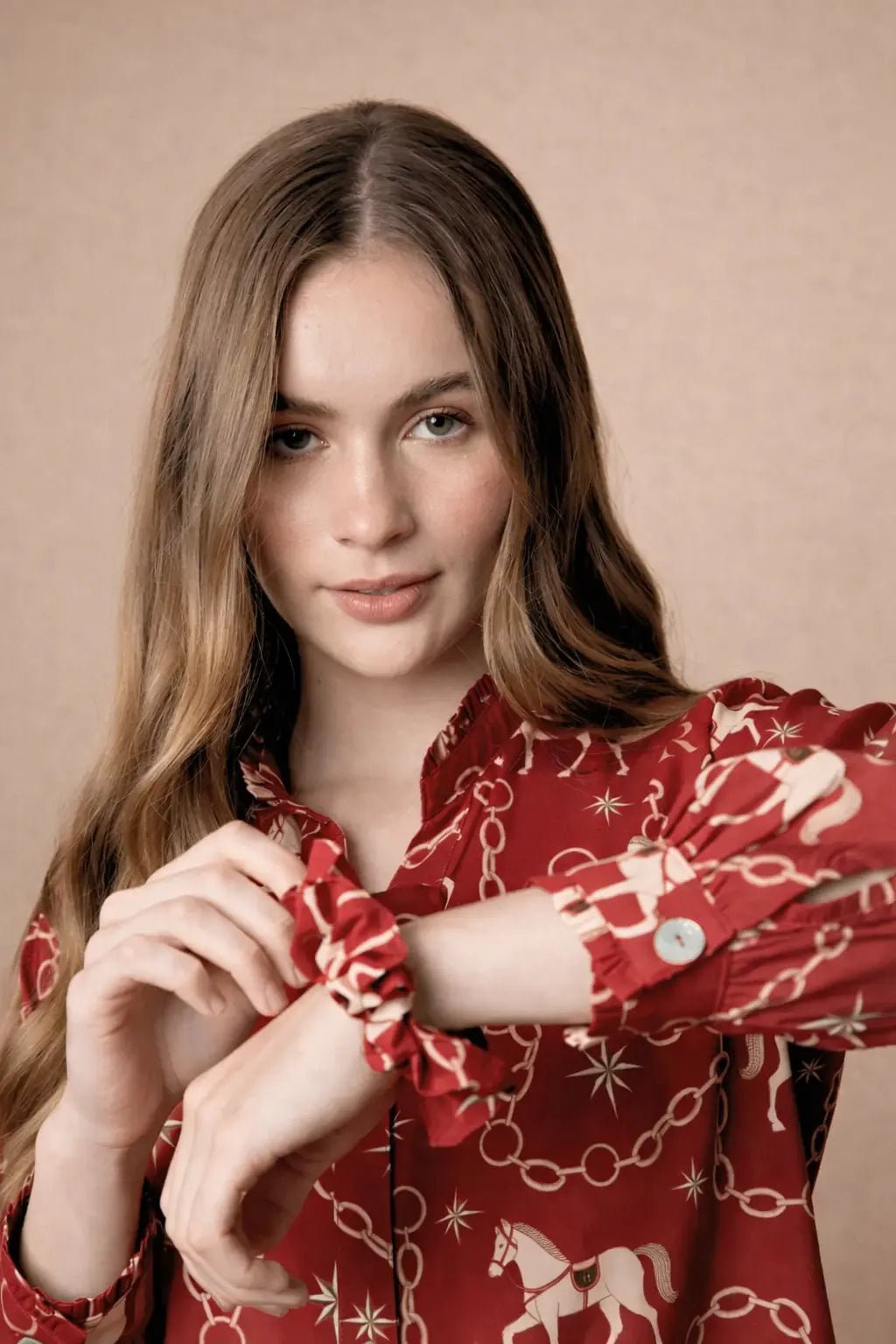 Celeste | Hair Scrunchie | Magical Horse Print - RönnerAccesoriesWine