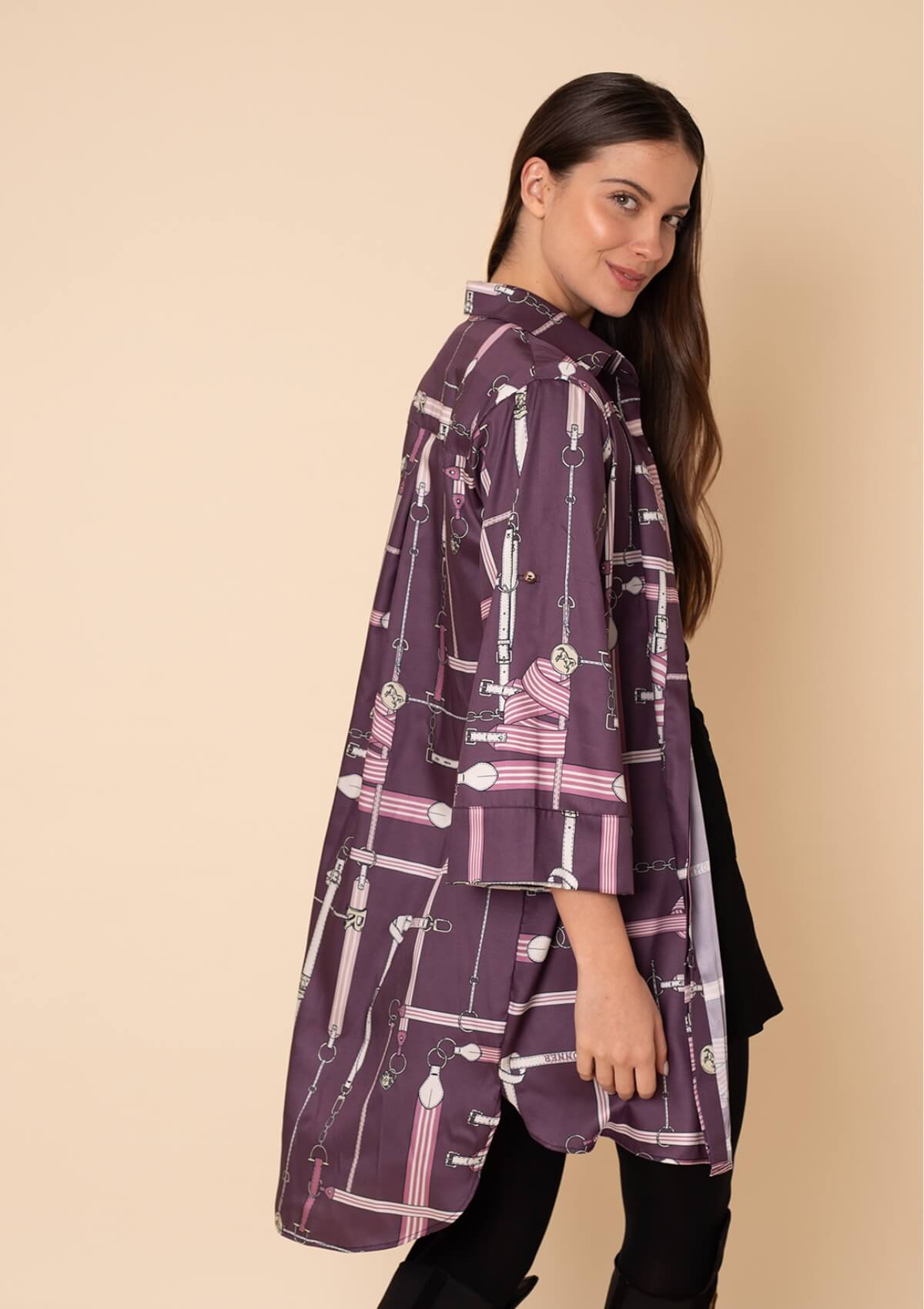 Colette Shirt - Dress | Jubilea Print | Bordeaux - RönnerShirtXS