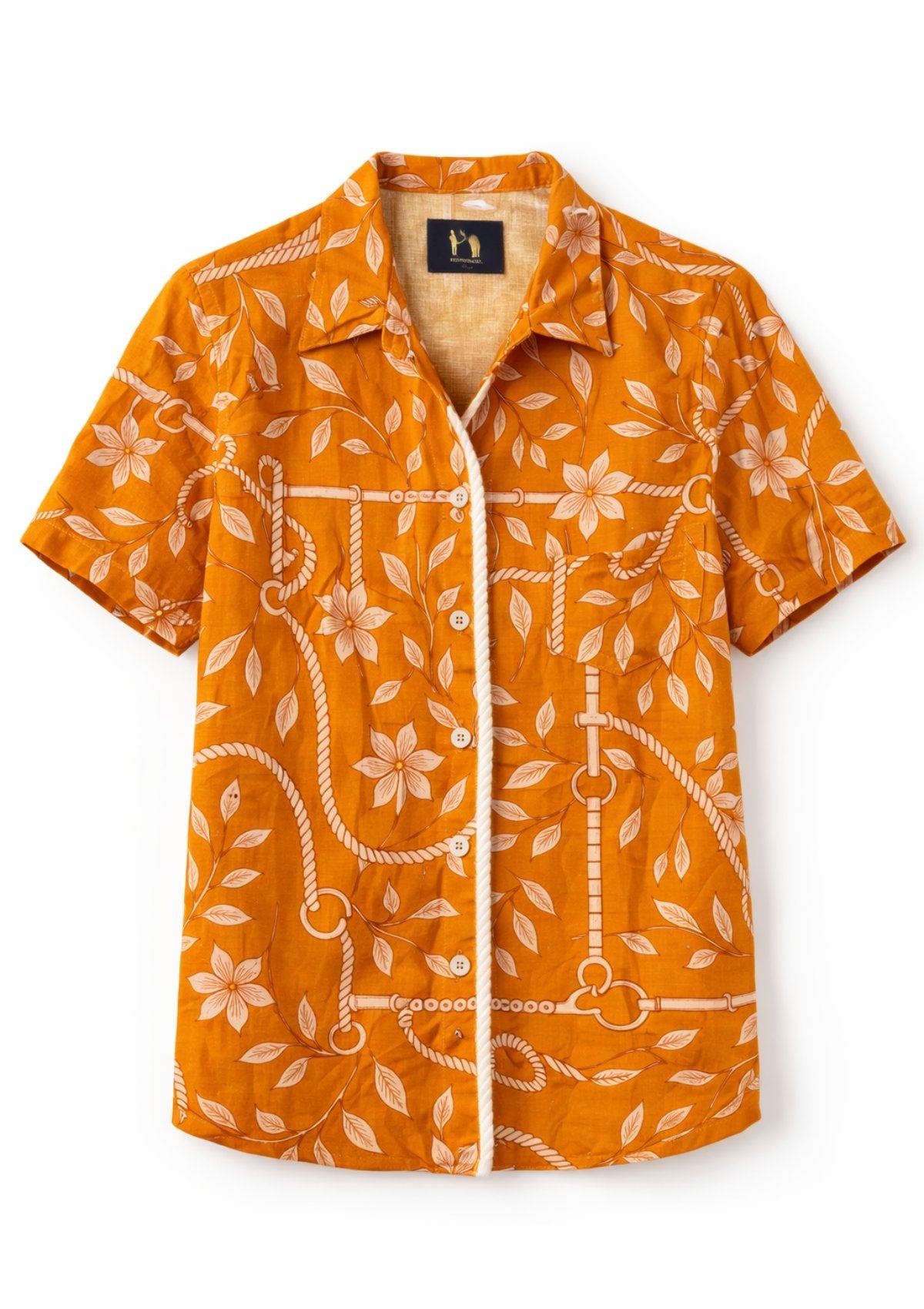 Deck Linen Shirt Ropes Print - RönnerSaffron