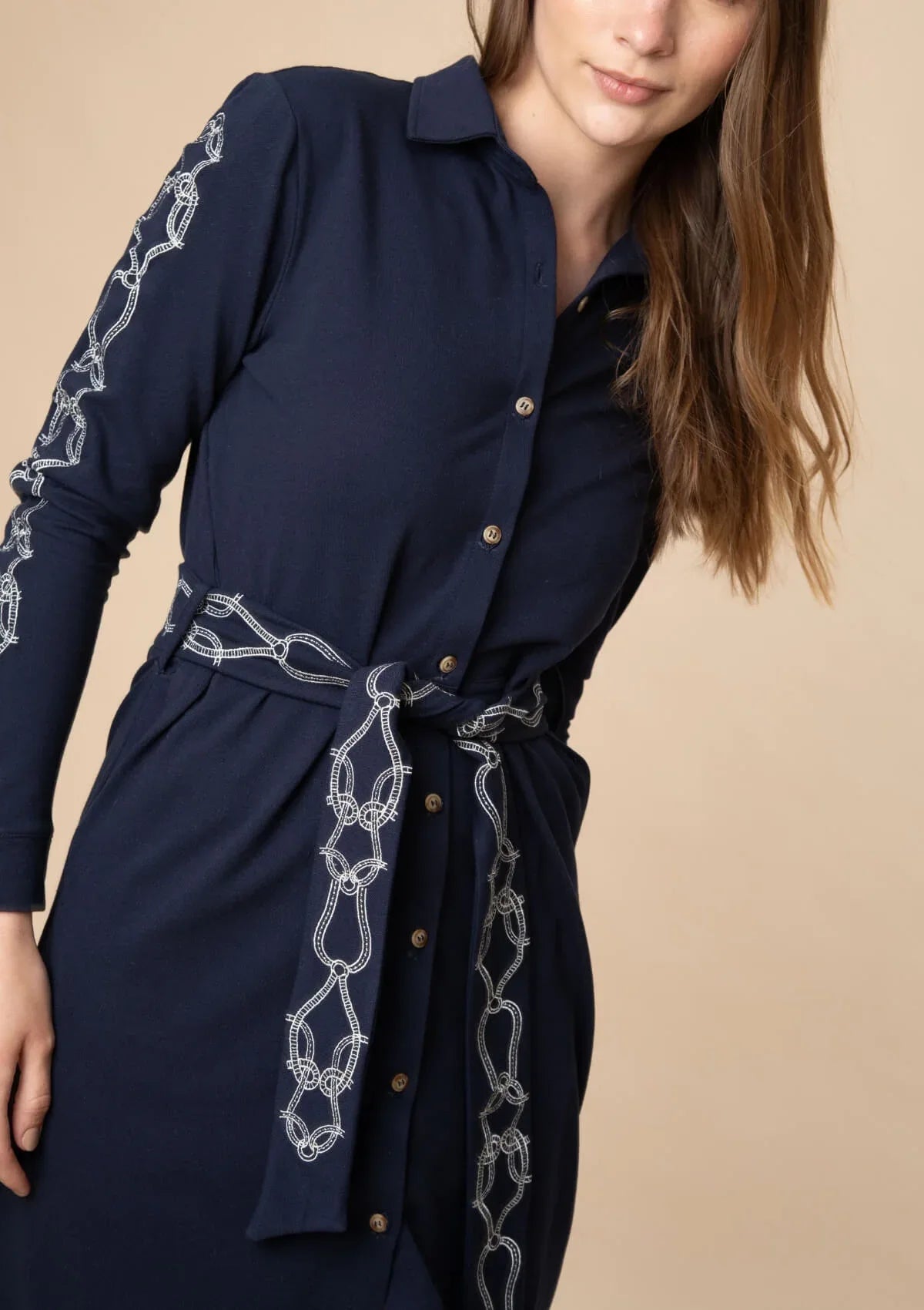 Elise Embroidered Dress | Navy - RönnerDressXS